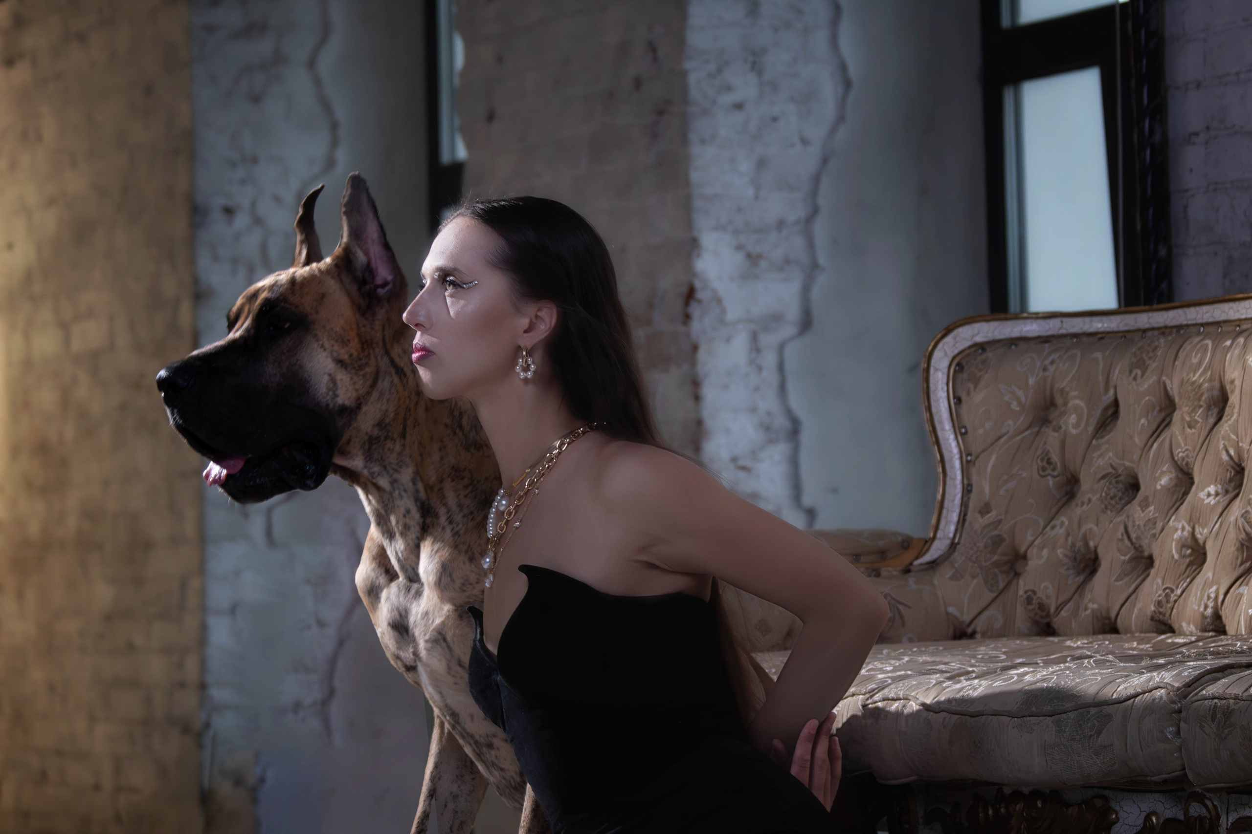 Анна и немецкий дог Honney Highlight. Фотограф анималист — Тула, Москва