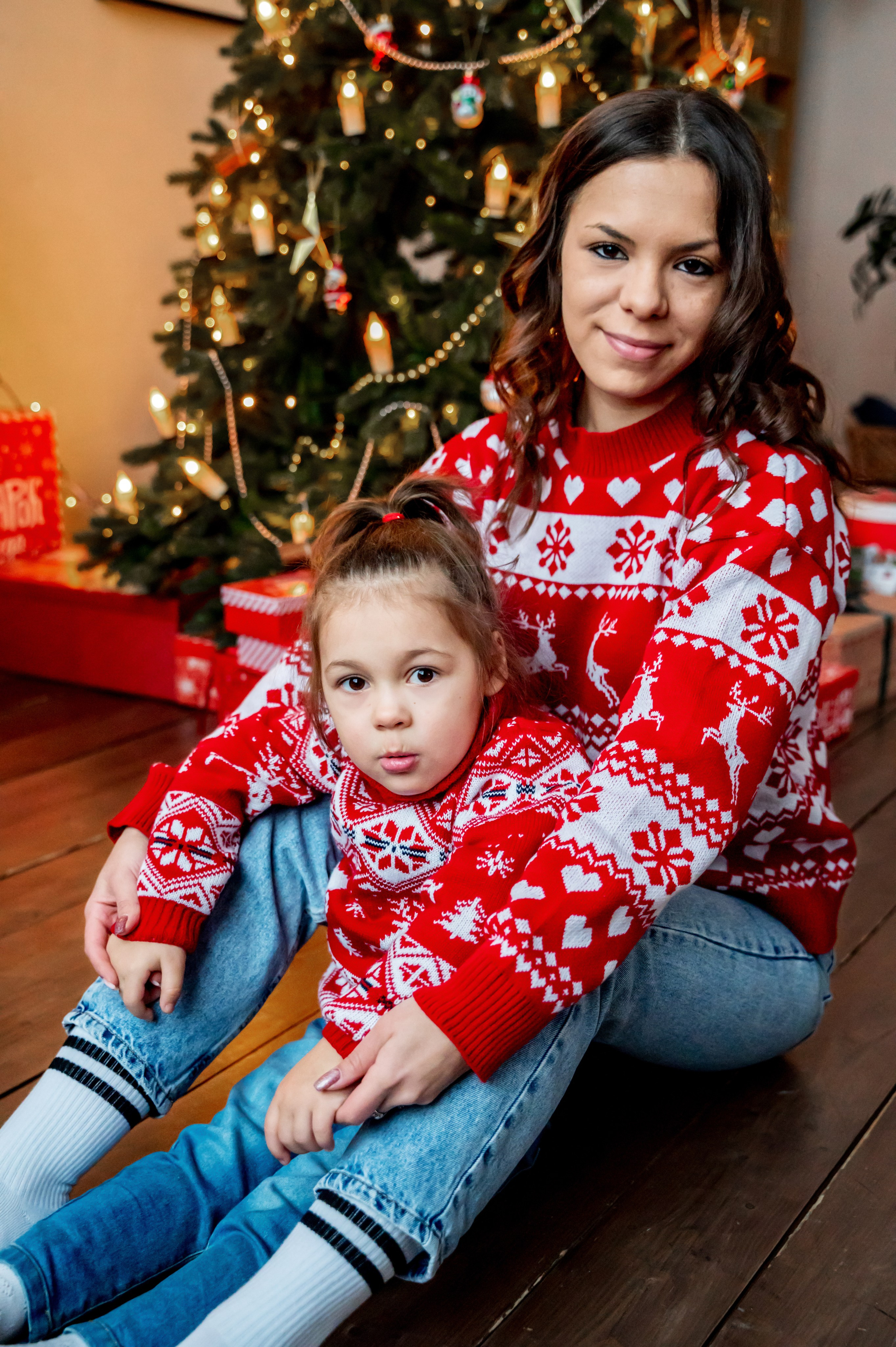 Новогодняя съёмка для мамы и дочки
