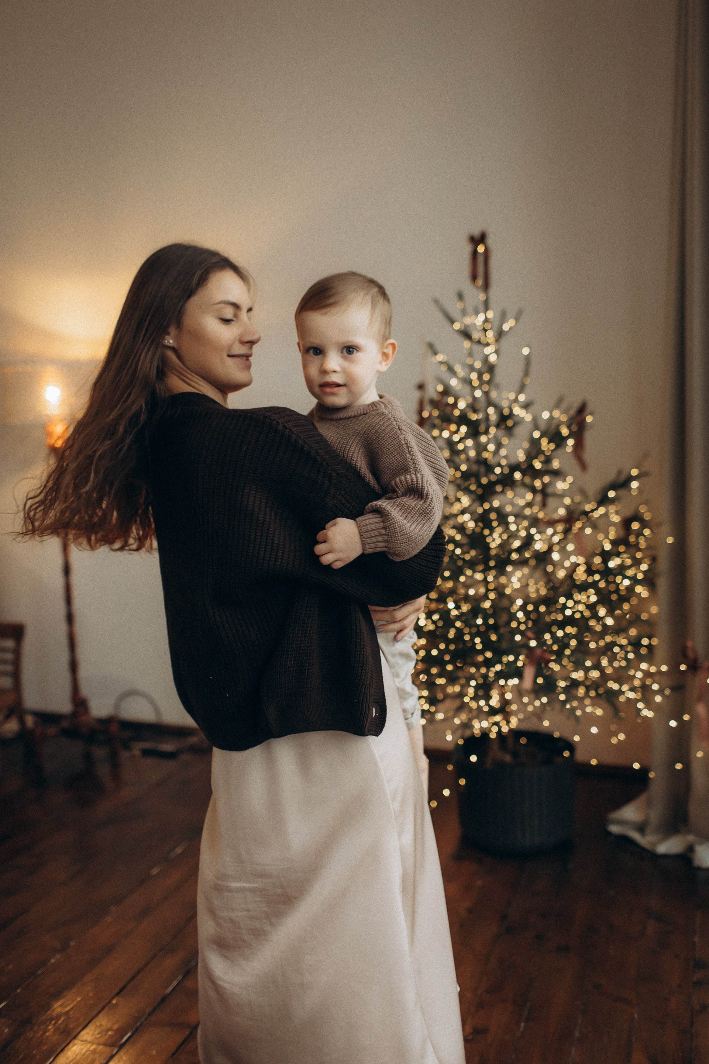 Семейная новогодняя фотосессия Москва мама и сын. Фотограф Владимир Москва
