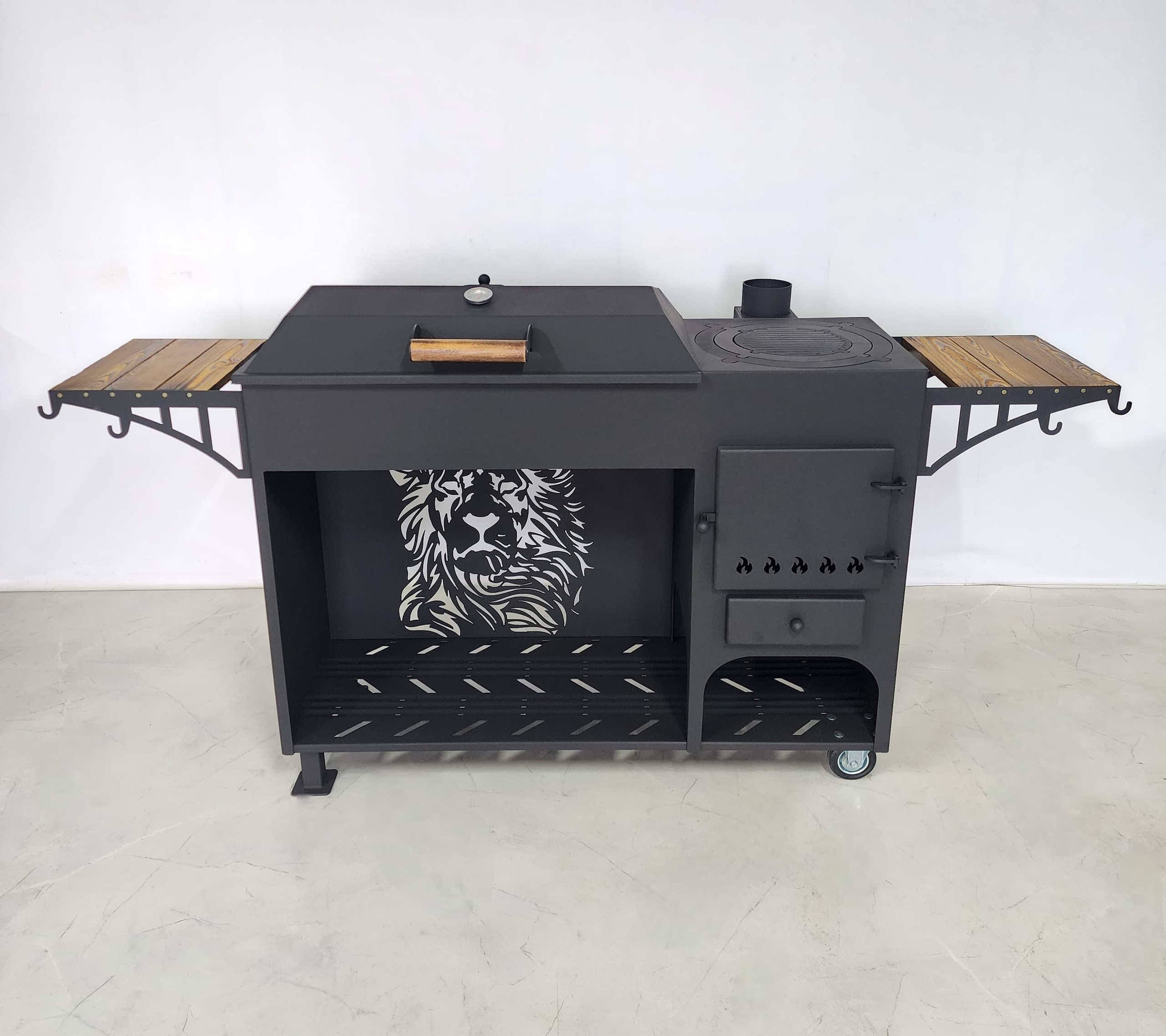 Мангал с печью под казан и крышкой барбекю. Купить / заказать мангал для дома в Краснодаре от производителя «Мангал Мастер»