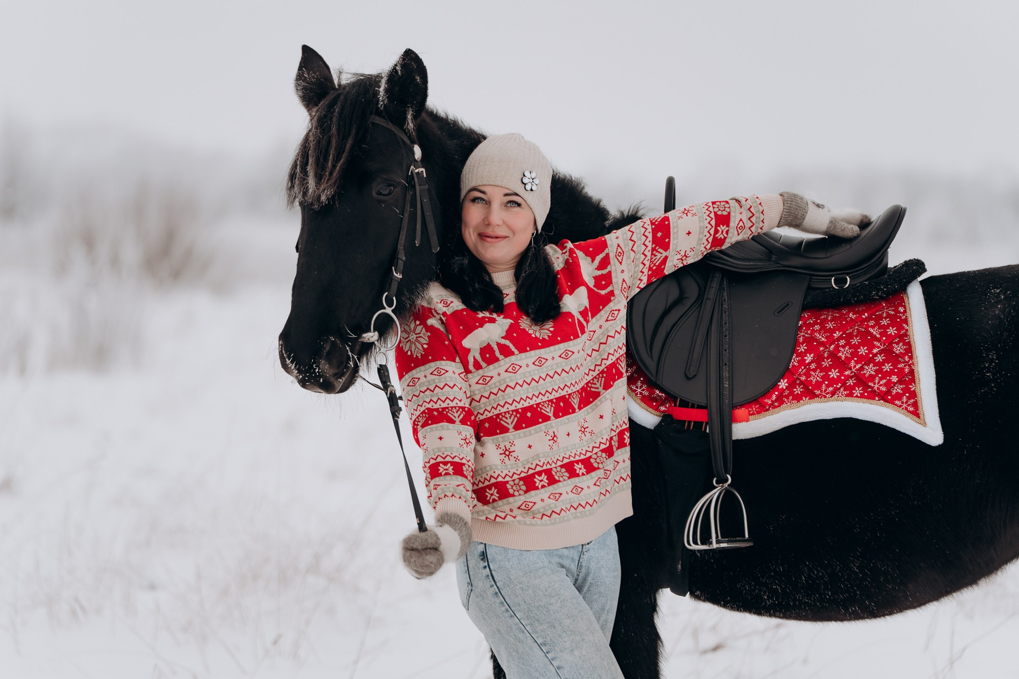 Зимняя фотосессия с лошадьми для двоих. Свадебный и репортажный фотограф в Ярославле Евгений Сальников