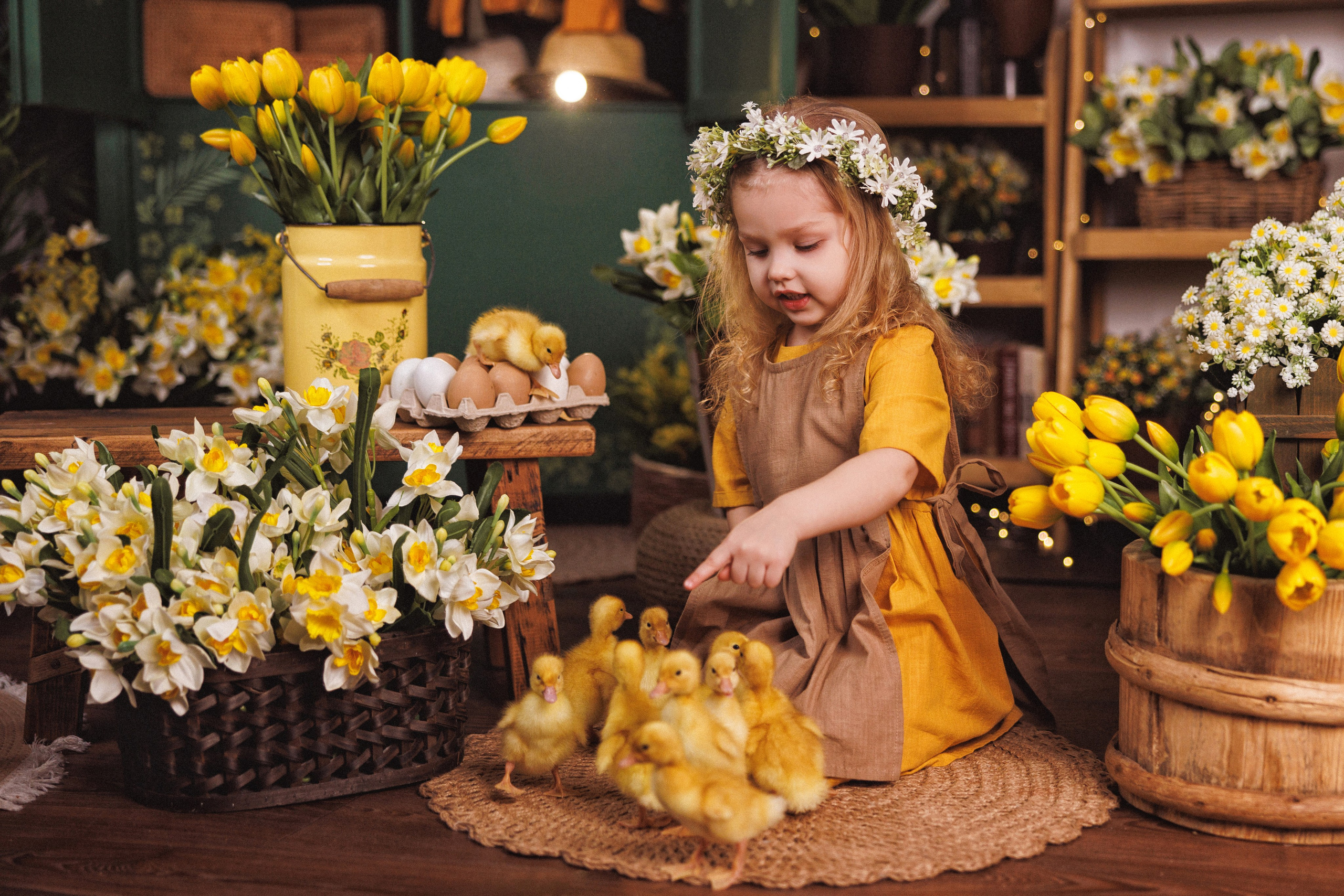 Пасхальная фотосессия с животными (утята, козлик и кролики), в фотостудии «Антураж» город Краснодар. Семейный и детский фотограф в Краснодаре Анна Трашкова