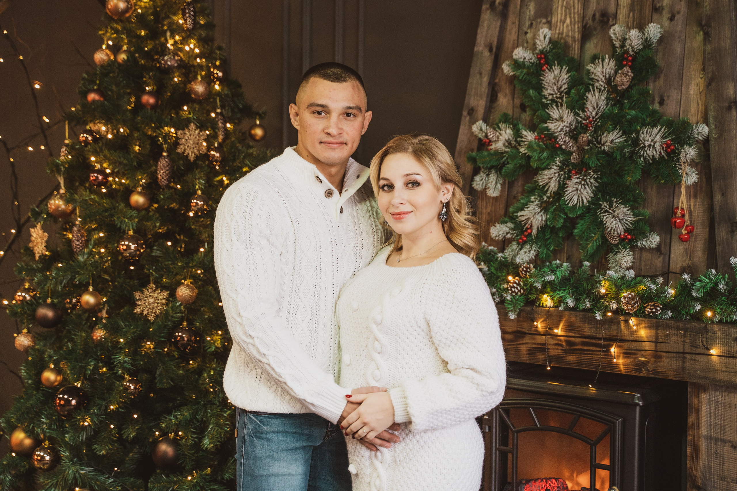 Новогодняя фотосессия беременности в студии. Анна и Кирилл. Свадебный и репортажный фотограф в Уфе| Осетрова Ольга