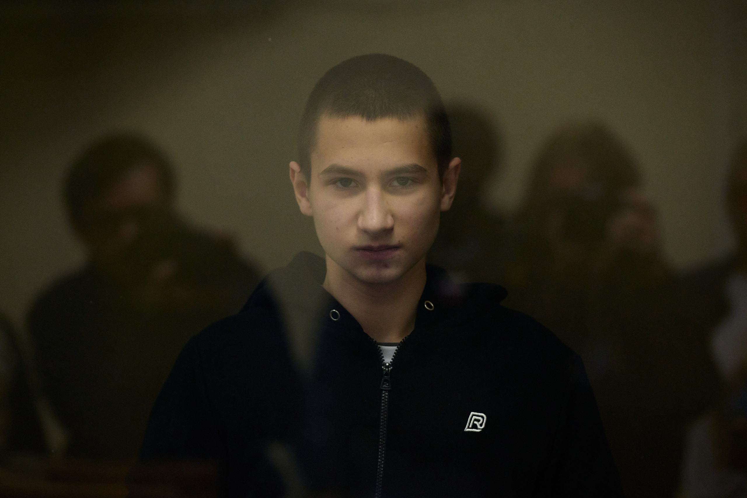 Egor Balazeykin in the courtroom during the announcement of the verdict. The 2nd Western District Military Court found him guilty of attempted terrorist act and sentenced him to six years in prison. St. Petersburg, November 22, 2023.