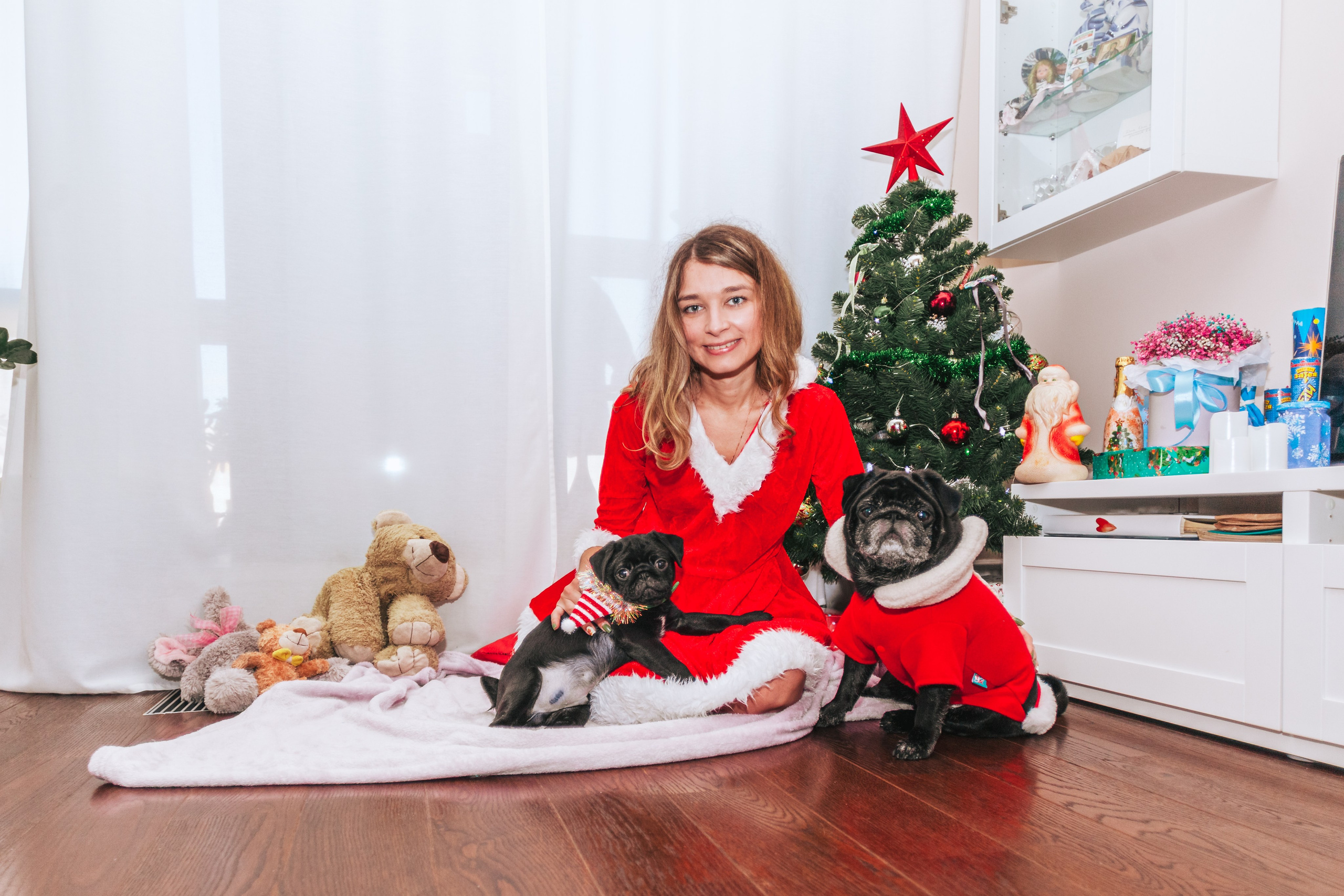 Домашняя фотосессия Оли и двух ее мопсов. Фотограф-анималист Татьяна Степанова