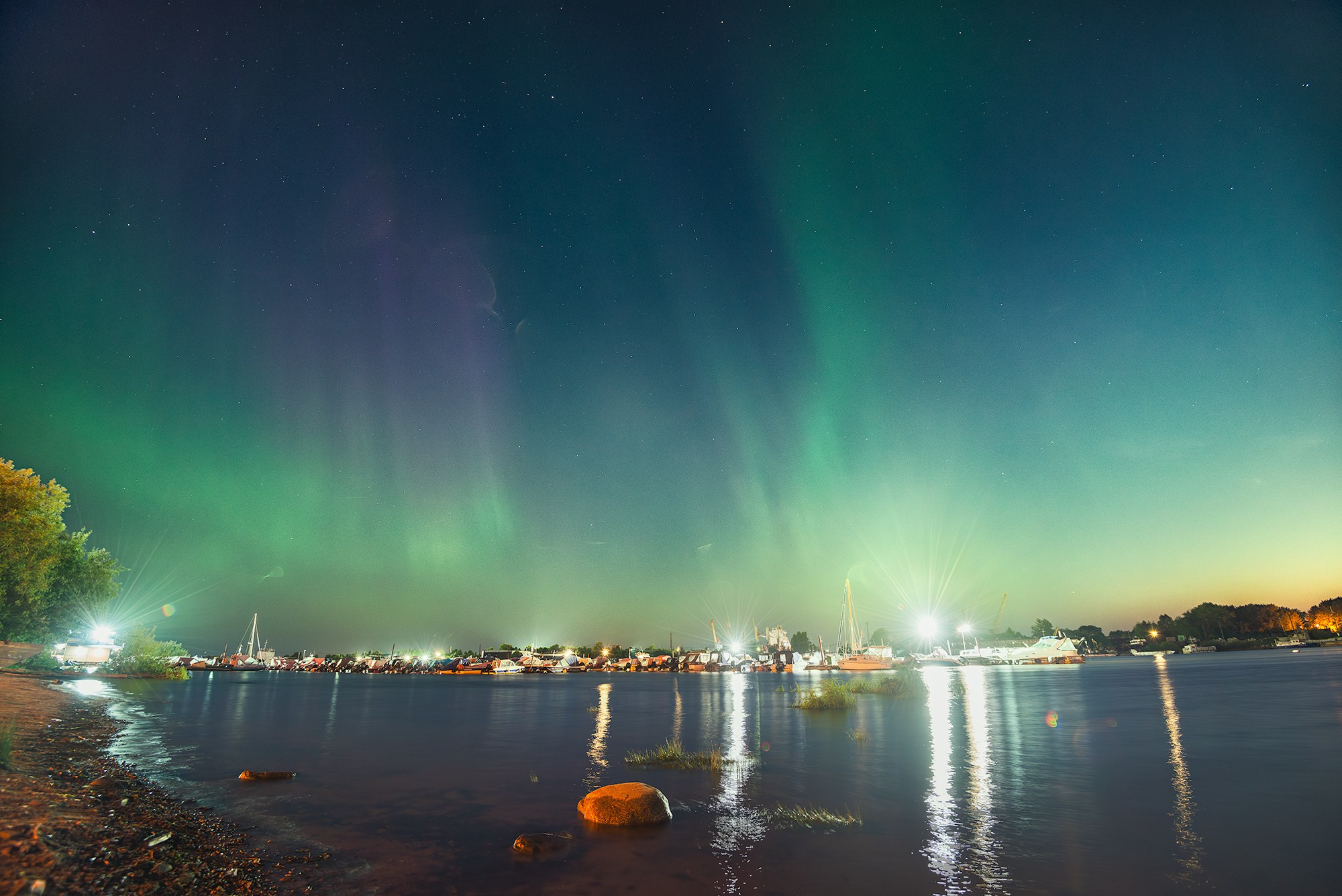 Северное сияние. Аэросъемка в Архангельске, Александр Ермолин