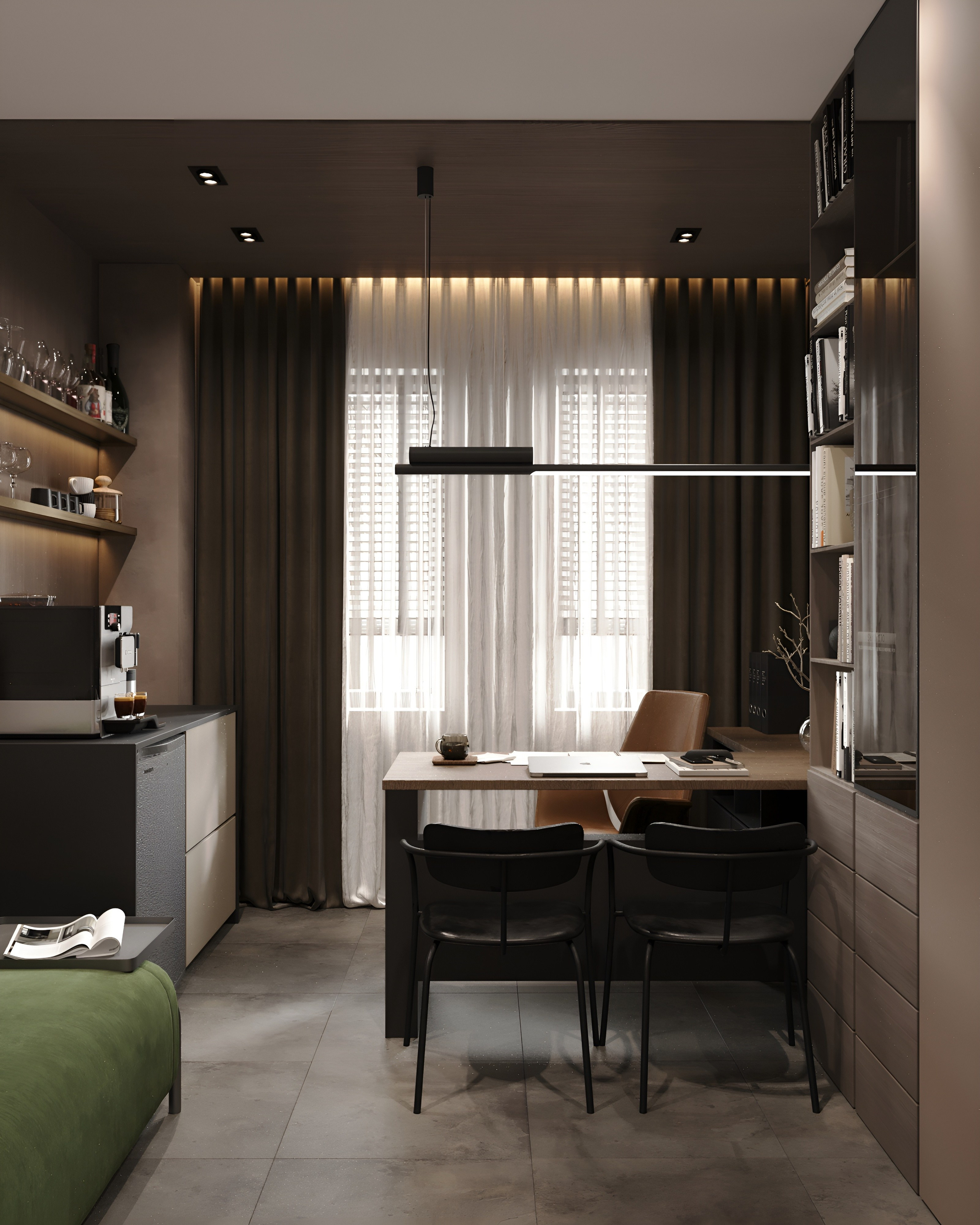 Офис в мужском стиле. 3D Визуализация интерьеров жилых и коммерческих помещений