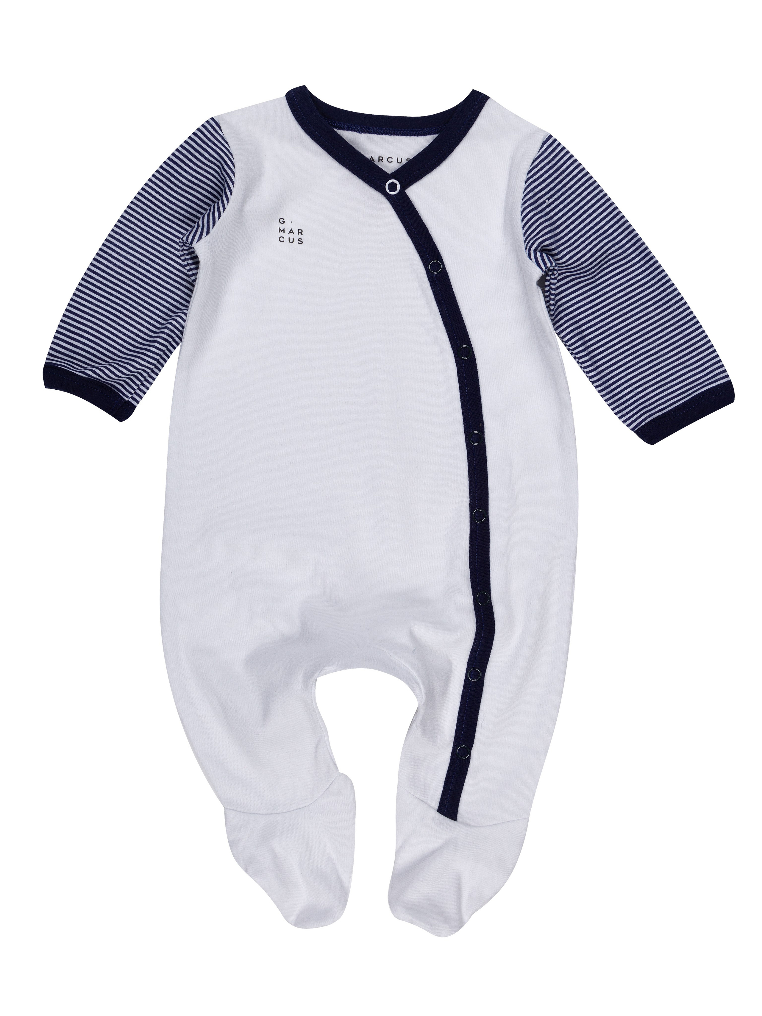 Боди детское бело синее без капюшона на кнопках