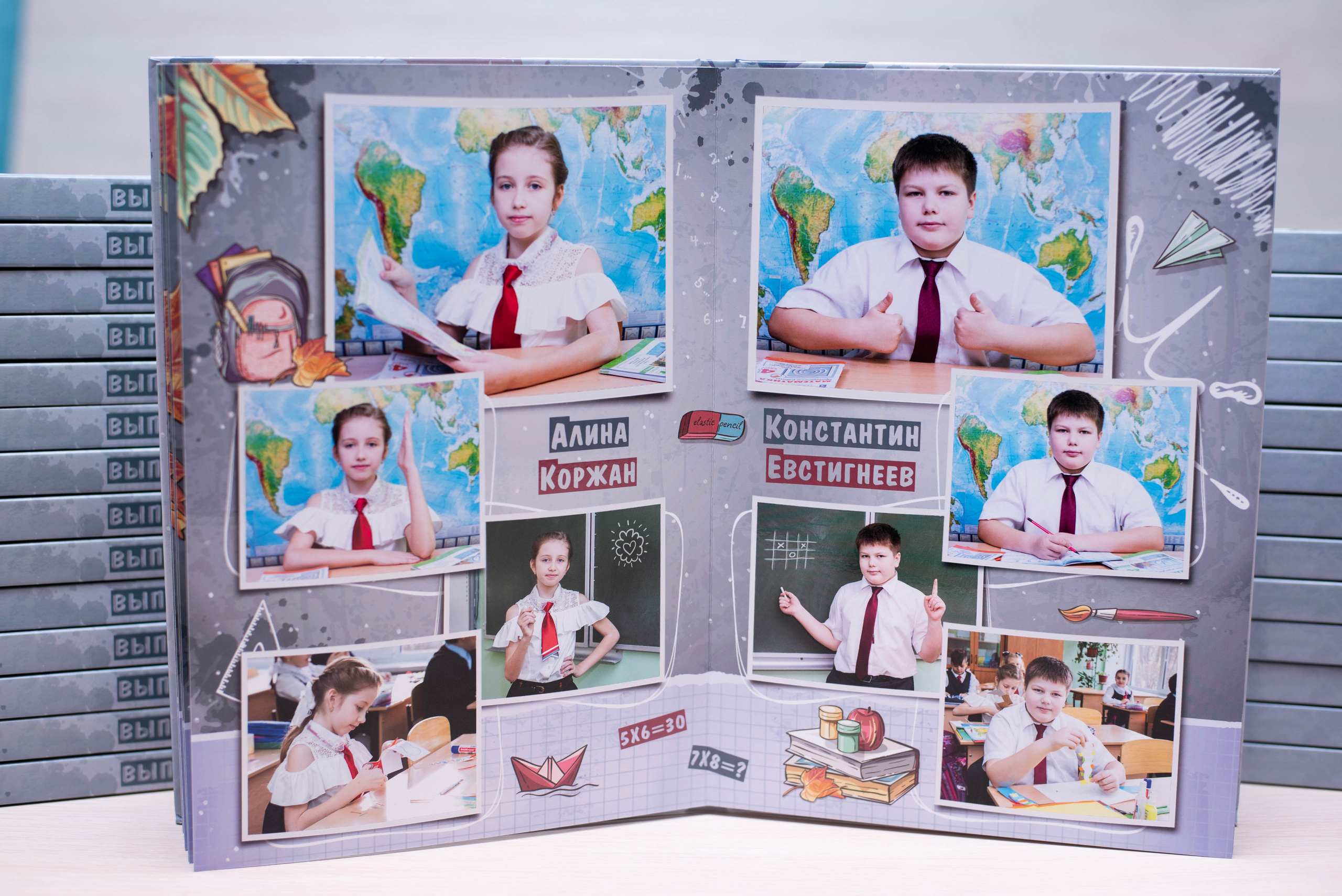 Постраничный до 30 разворотов (с персональной страницей на каждого ребенка). Выпускные альбомы в Подольске Москве и МО
