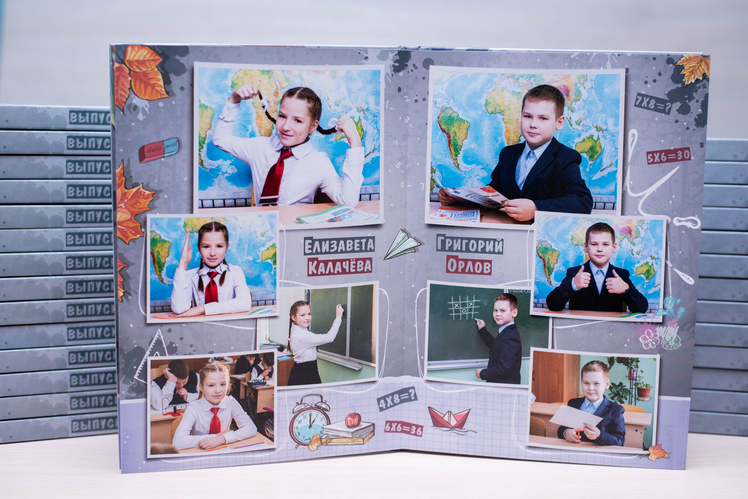 Постраничный до 30 разворотов (с персональной страницей на каждого ребенка). Выпускные альбомы в Подольске Москве и МО