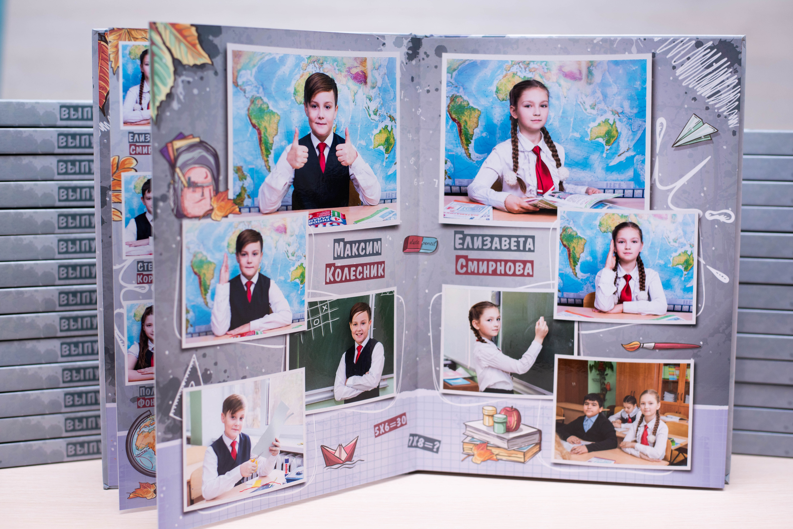 Постраничный до 30 разворотов (с персональной страницей на каждого ребенка). Выпускные альбомы в Подольске Москве и МО