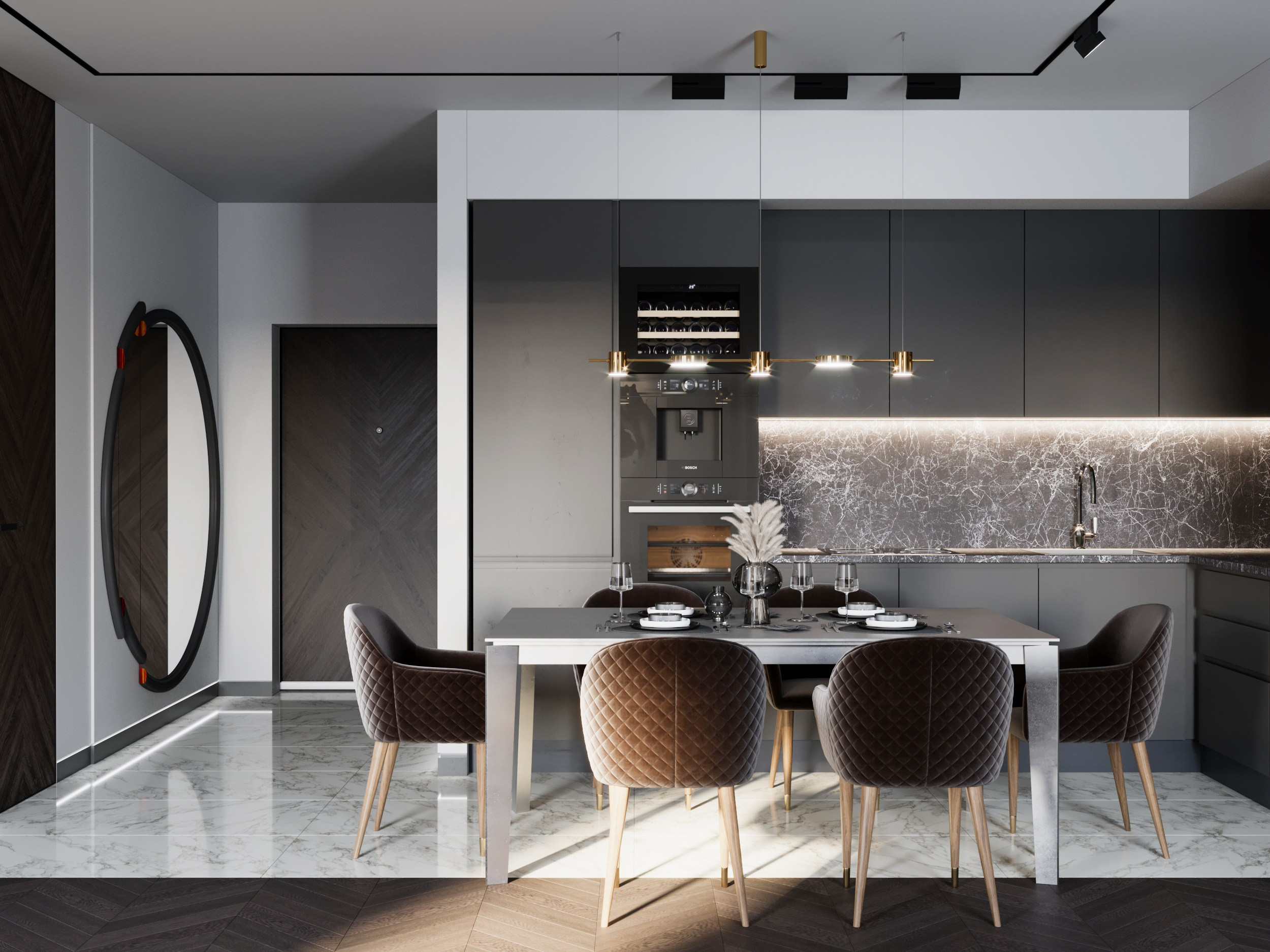 Кухня-гостиная в квартире. Клиент Майер Дарья. Евгений Пырков — 3d визуализатор интерьеров и экстерьеров России