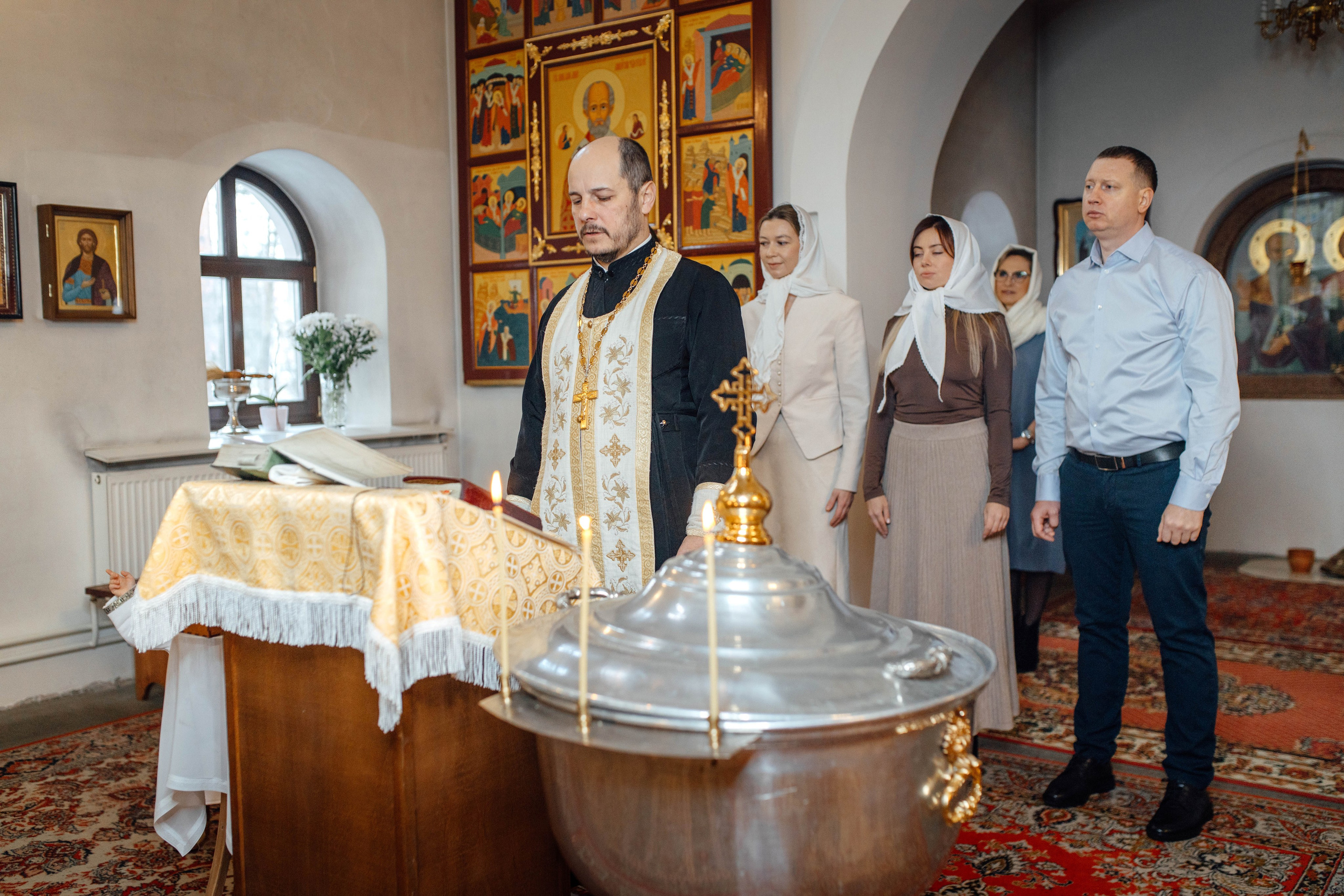 Таинство крещения Льва, храм Вознесения Господня, Ждановичи, февраль 2025