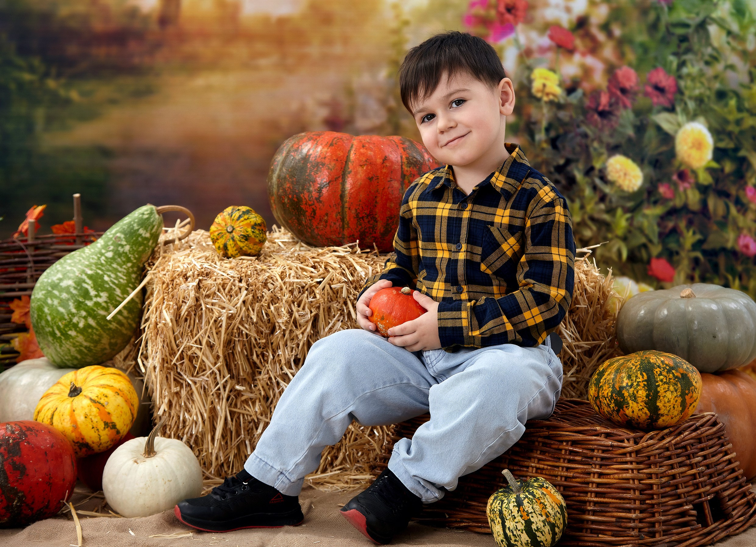 Осенняя фотосессия с тыквами 