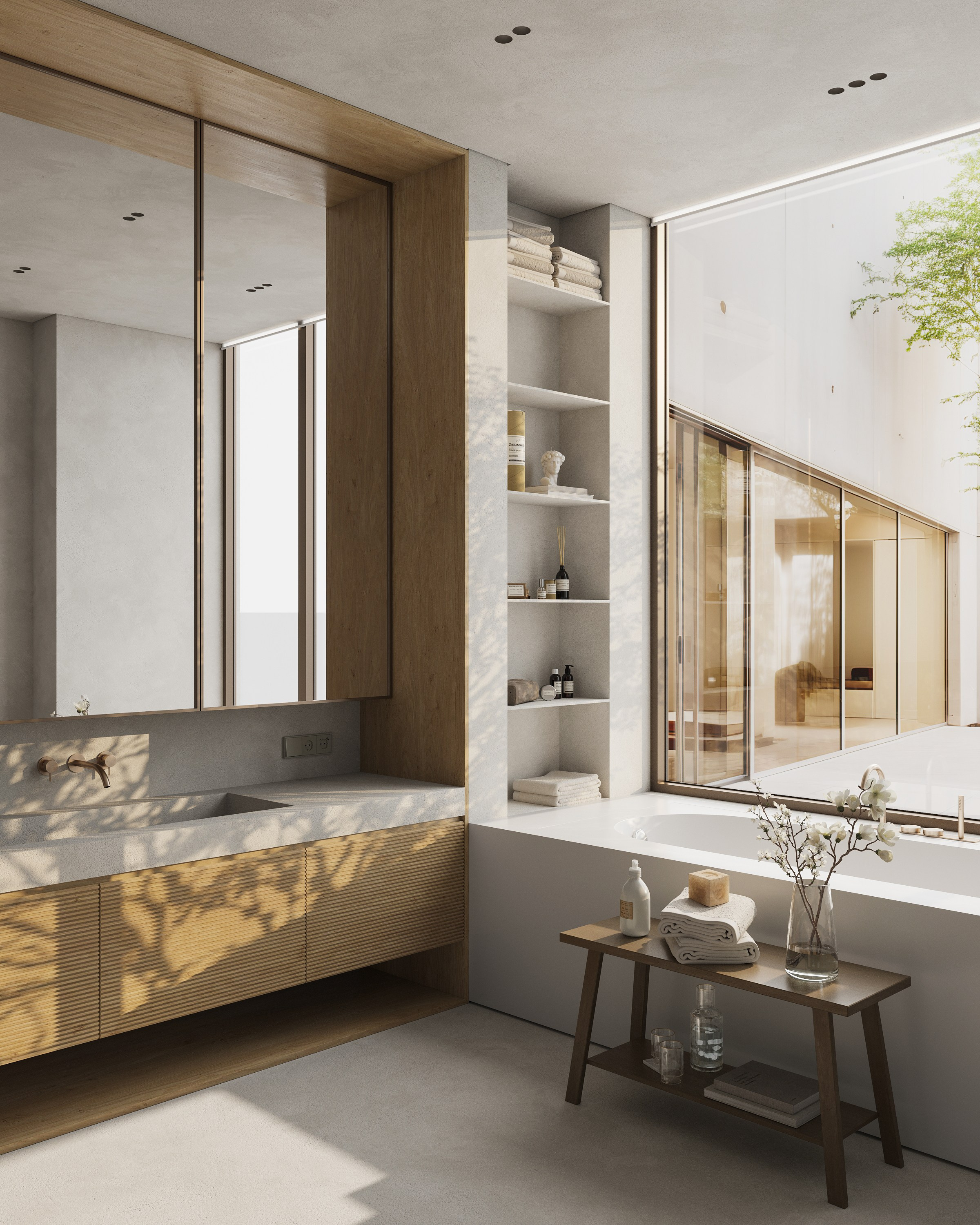 Санузел с видом на внутренний двор. 3D визуализатор