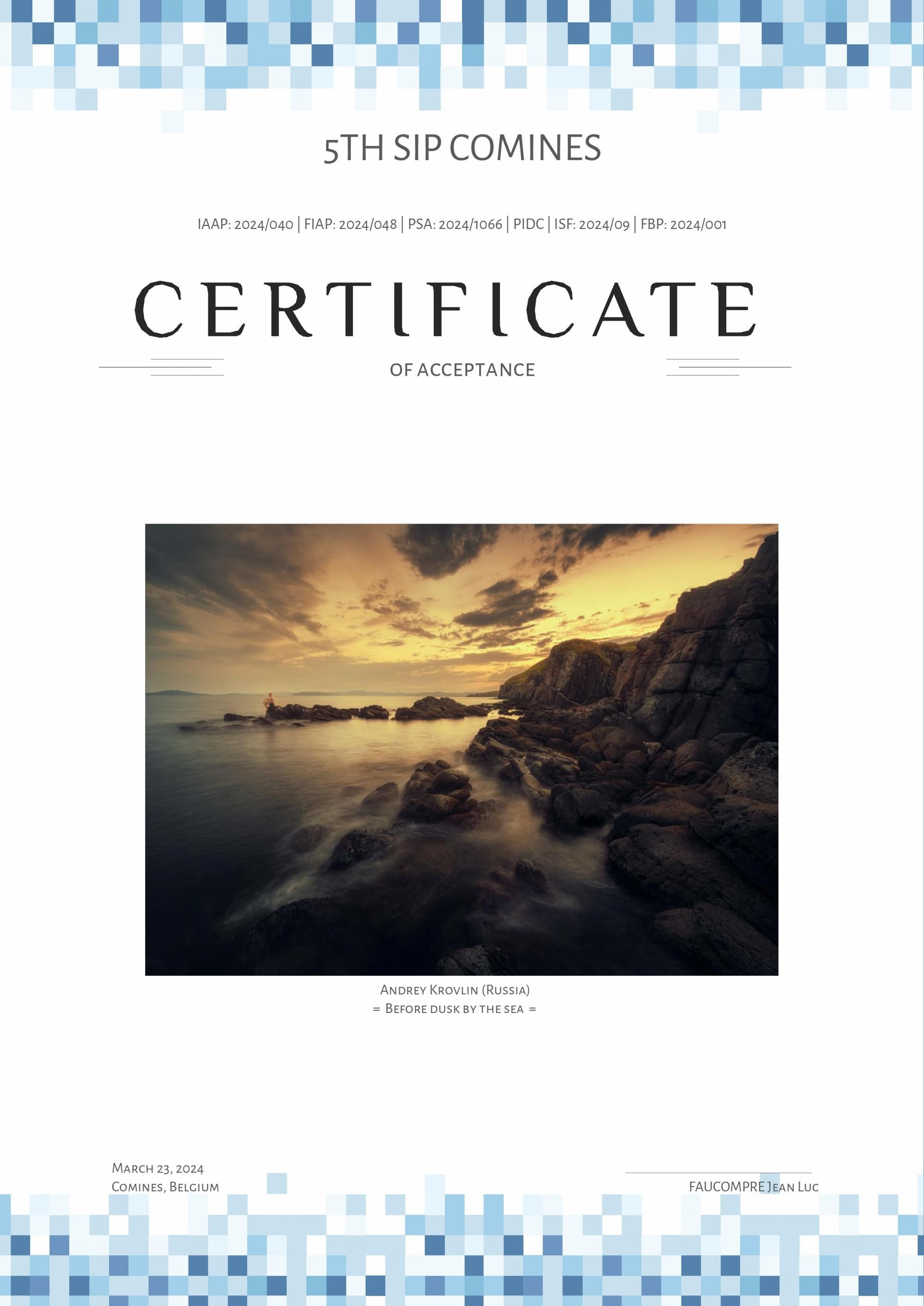 Остальные награды (дипломы, акцепты, работы участвующие в фотовыставках). Андрей Кровлин — фотограф в Славянке