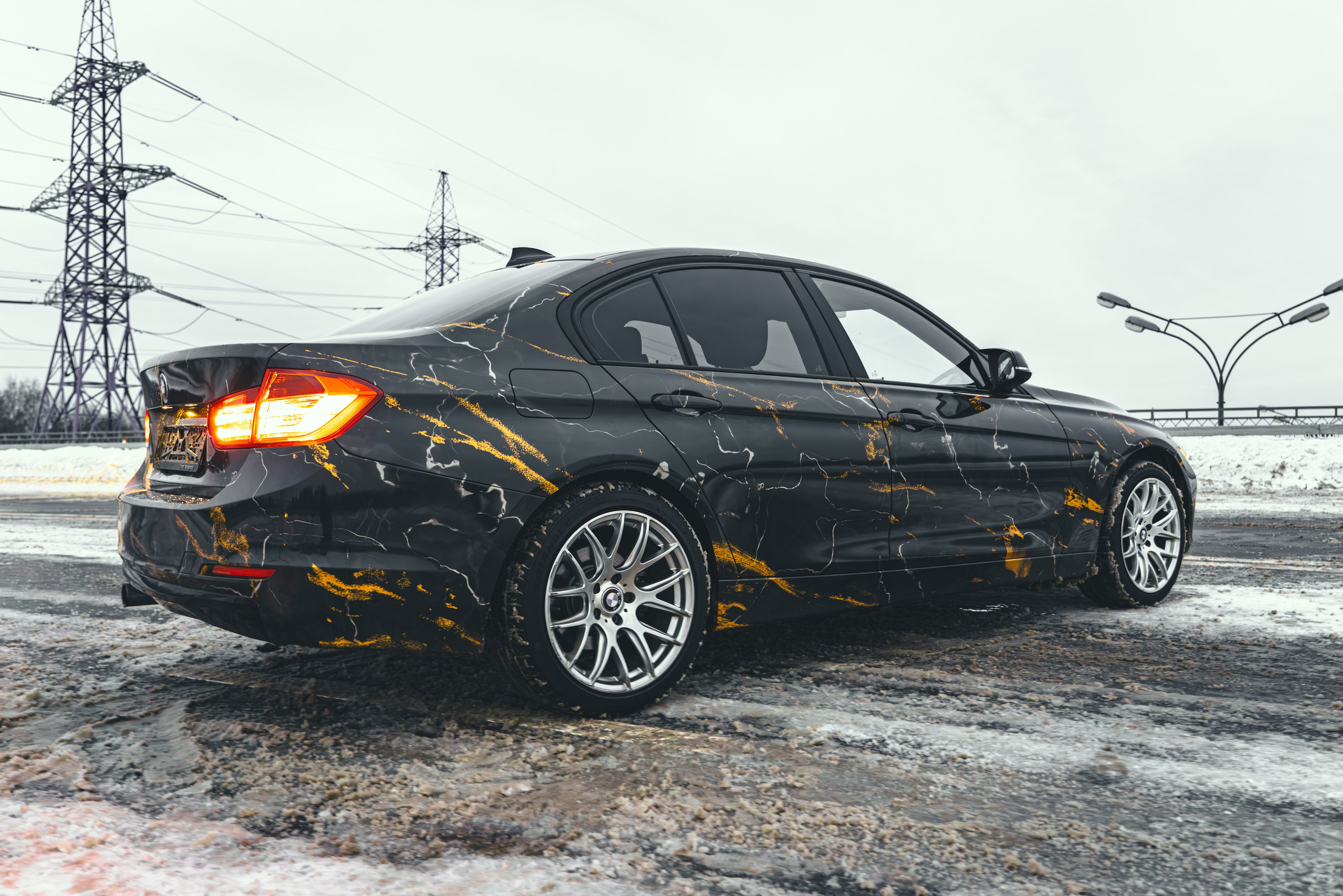 Винилография на BMW 3 F30. Студия дизайна и оклейки авто Barmaley Design