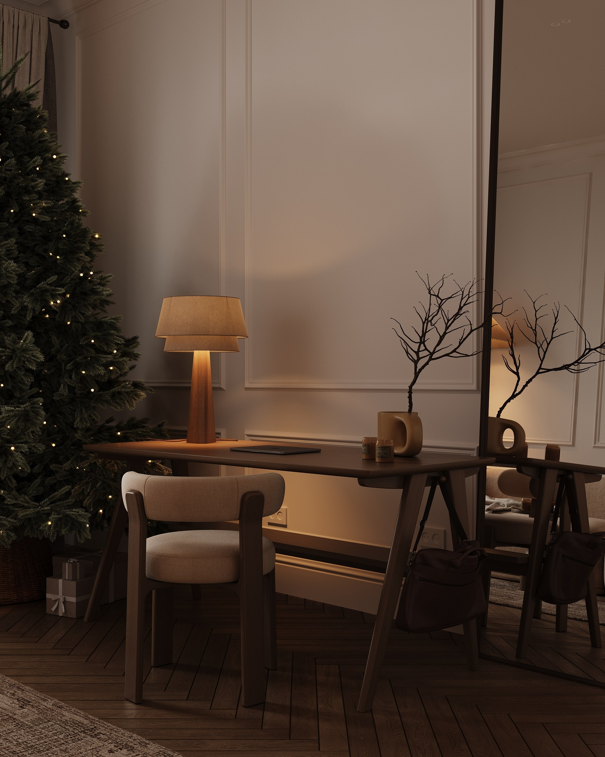 WINTER ATMOSPHERE. Interior 3D visualizer Liya Iskevich