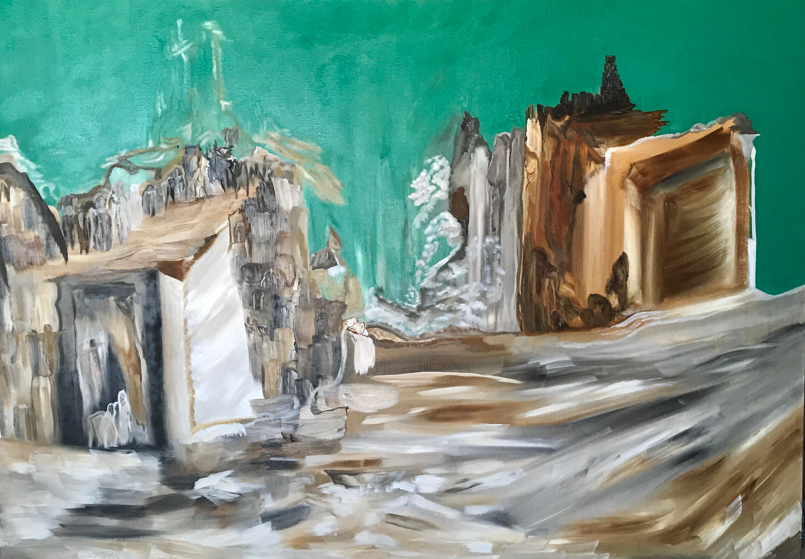 Картина с элементами абстракции и сюрреализма. Эпоха сменяет эпоху. Ничто не стоит на месте.