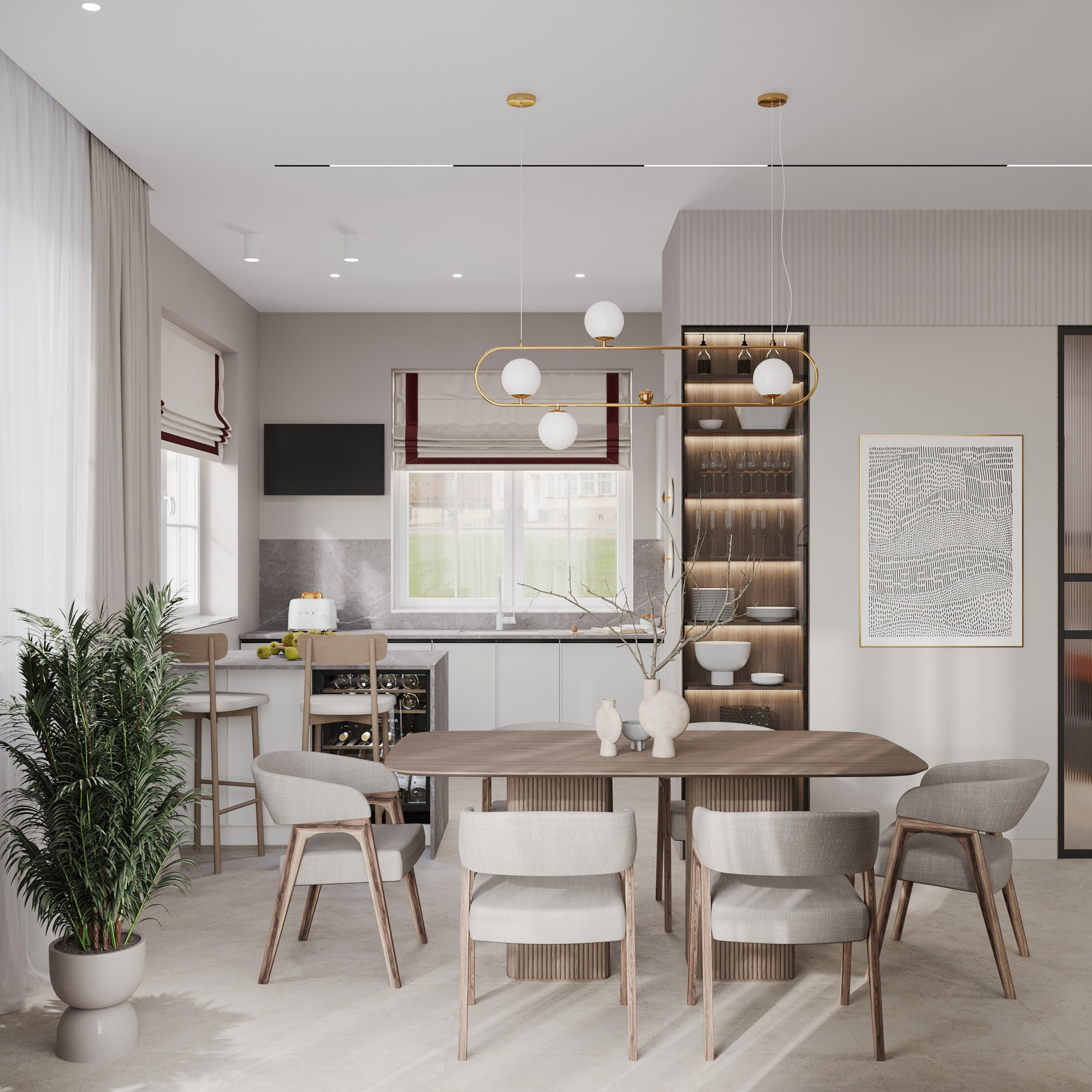 Первый этаж 2-х этажного дома. Интерьерный 3Д Визуализатор Маргарита Оберемко