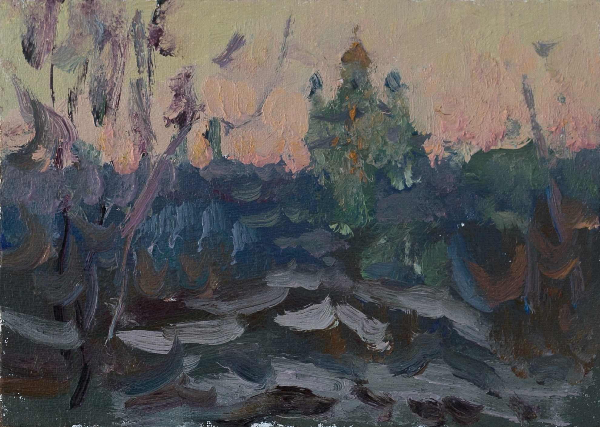 Поздний вечер в Ельце. Художник Александр Каверин