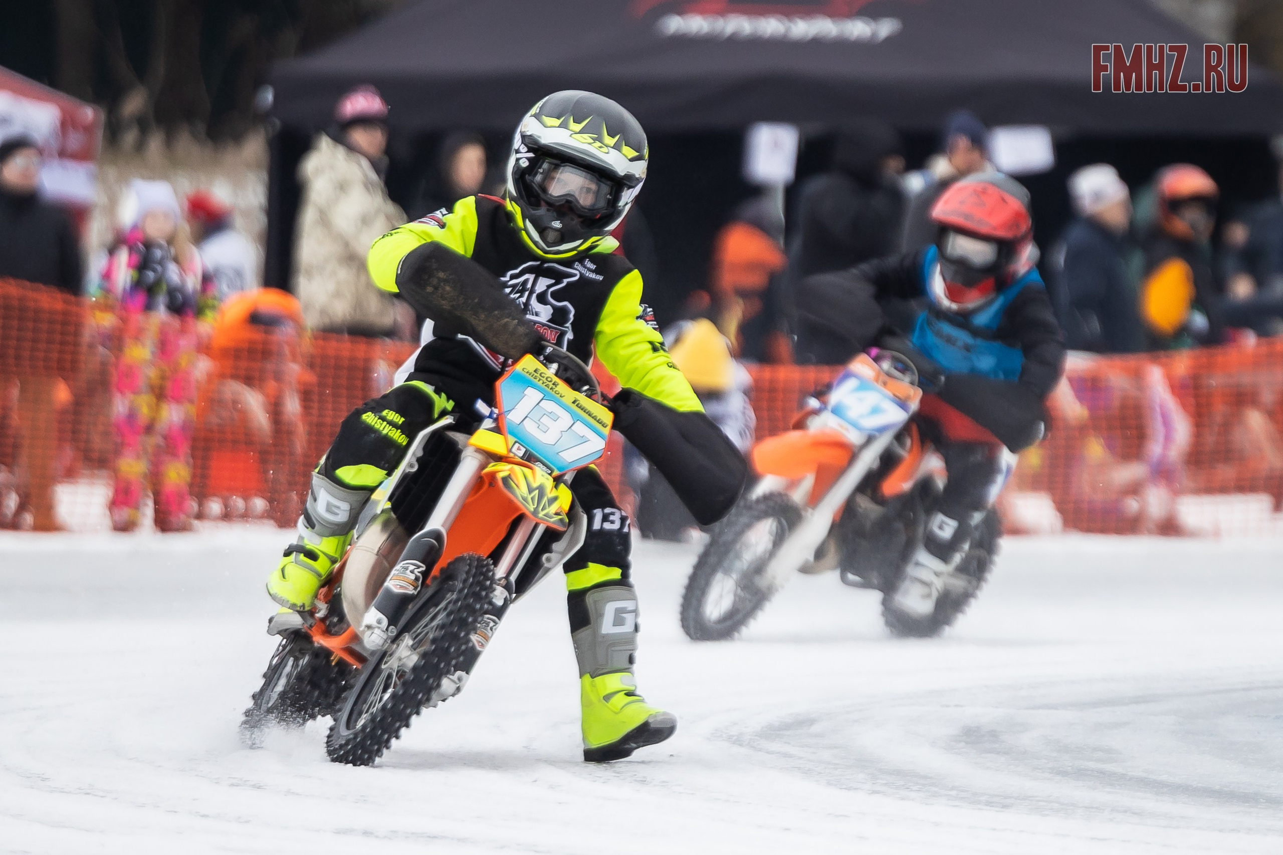 Первый этап Кубка МФР по мотокроссу на льду Большого Крылатского пруда в Москве. 8 февраля 2025 г. Фотограф Владимир Охрименко