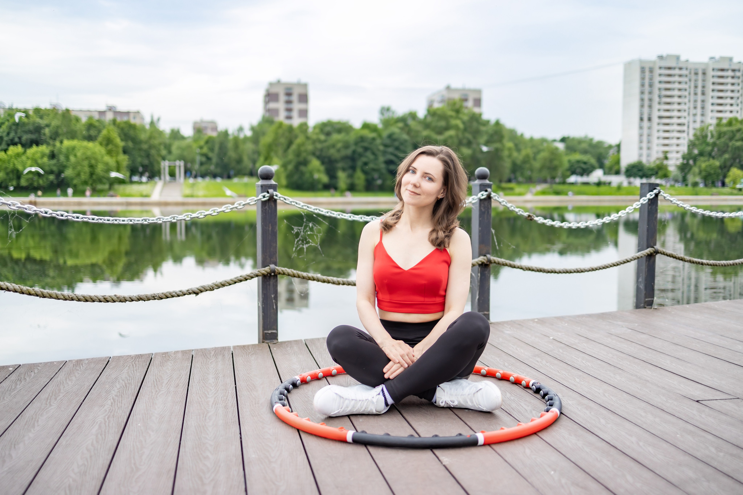 Спортивная фотосессия с хула хупом и йога, пилатес. Репортажный, семейный и студийный фотограф в Москве Демин Алексей