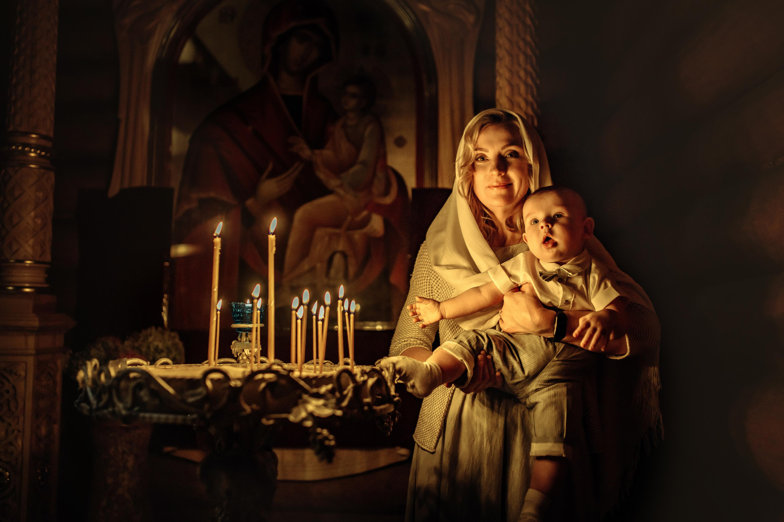 Таинство крещения Клима, храм Святой Троицы, август 2023