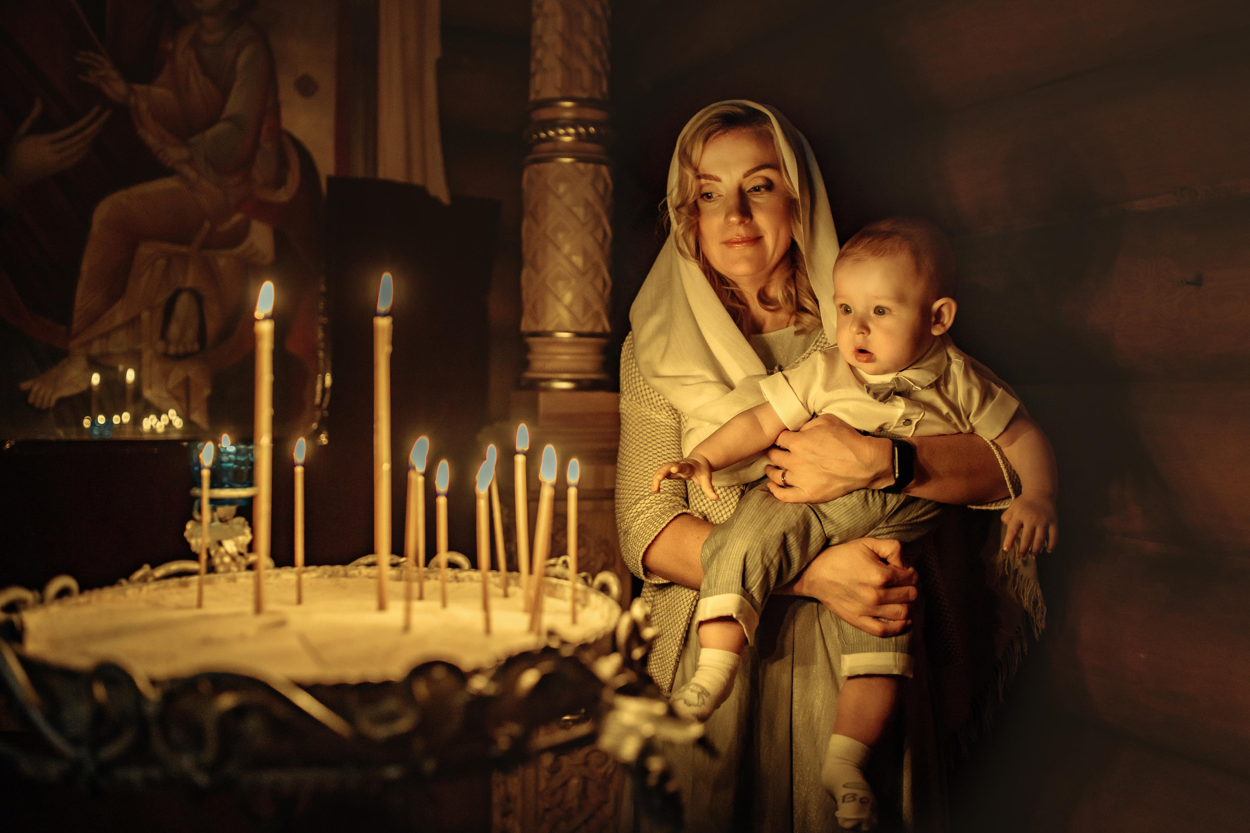 Таинство крещения Клима, храм Святой Троицы, август 2023