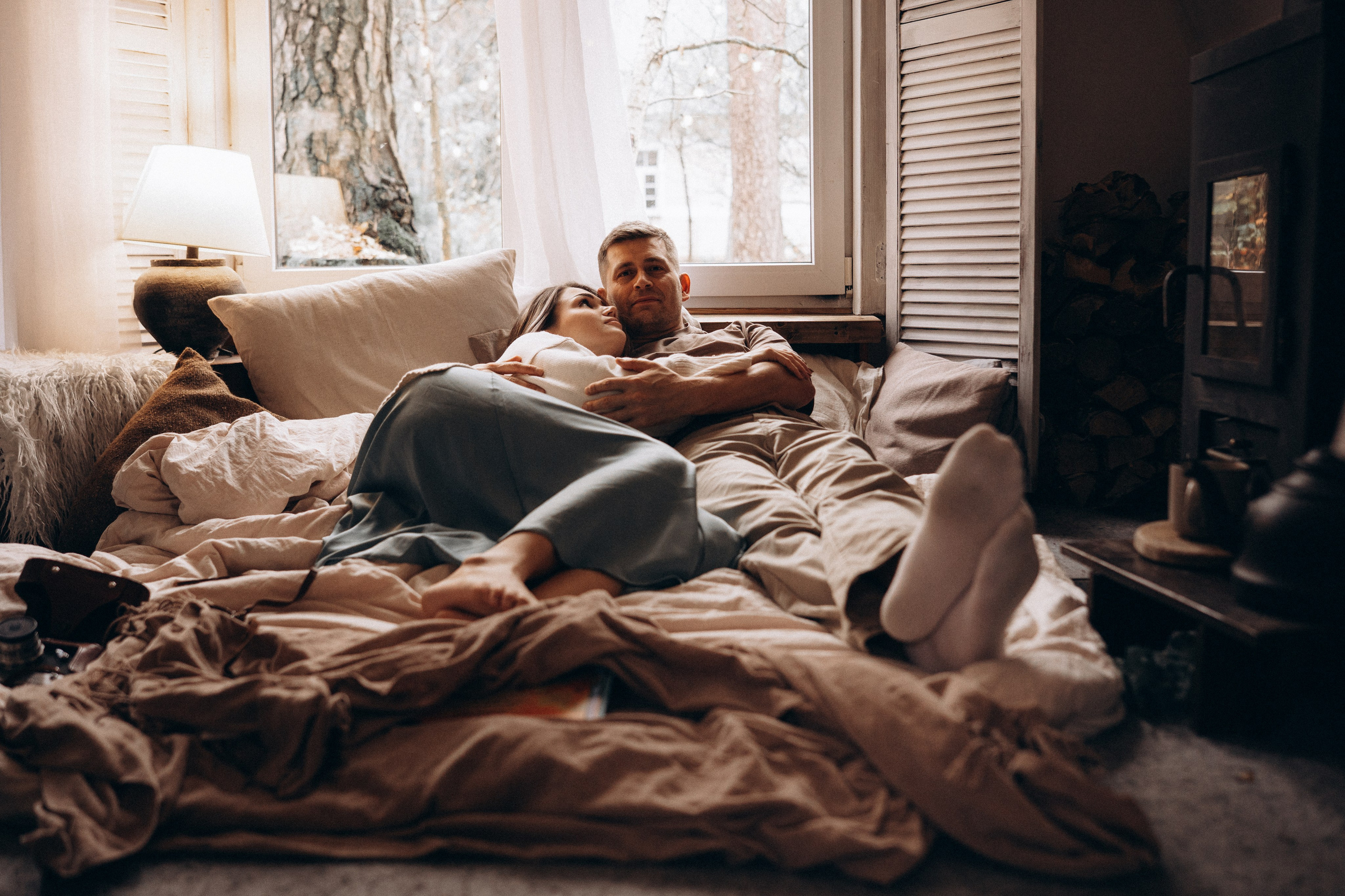 Яна и Ильсур, загородная Фотостудия. Фотограф Новорожденных в Москве. Семейные истории в стиле LIFE