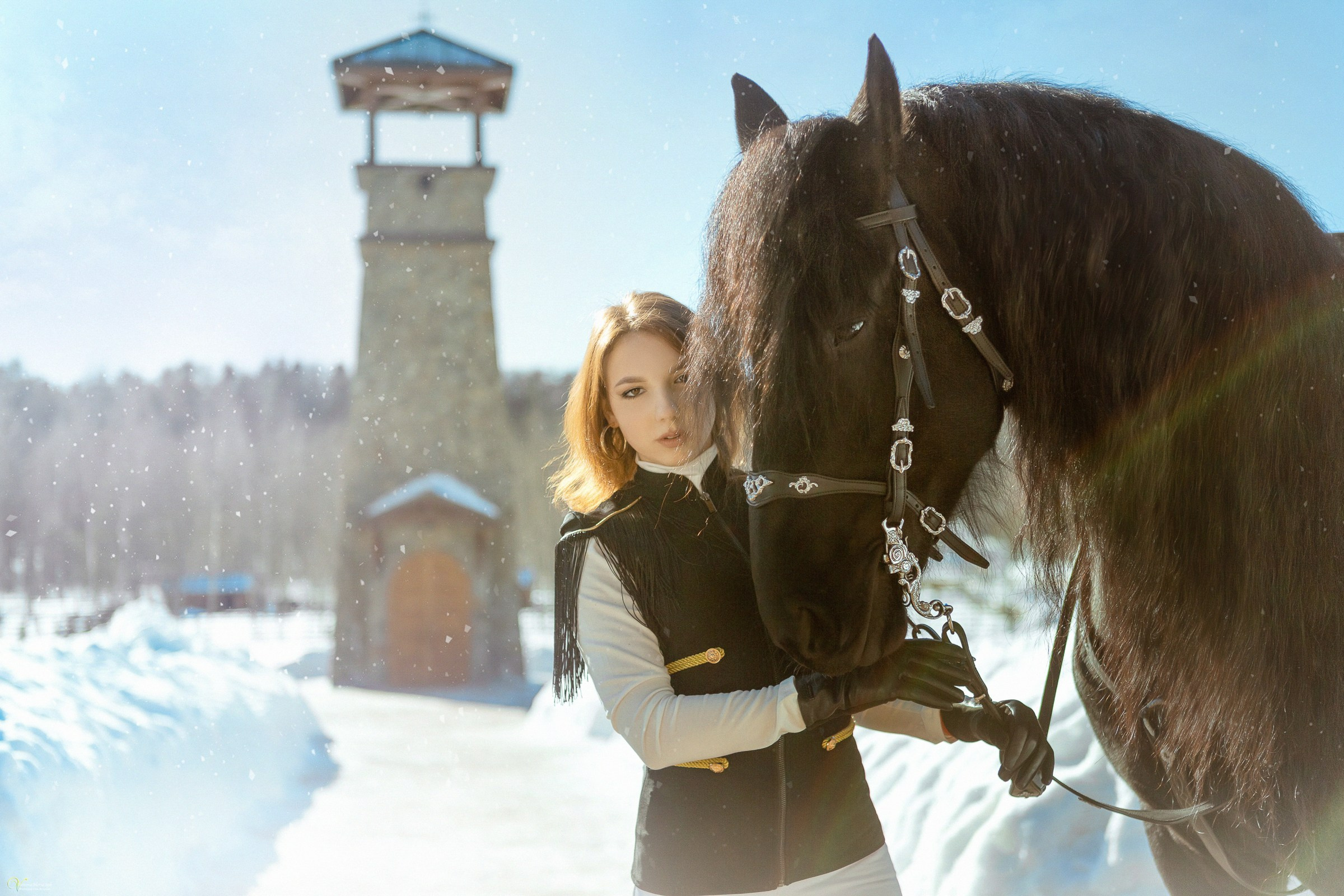 Фотосессии с лошадьми зимой. Фотограф женский и мужской портрет Санкт-Петербург