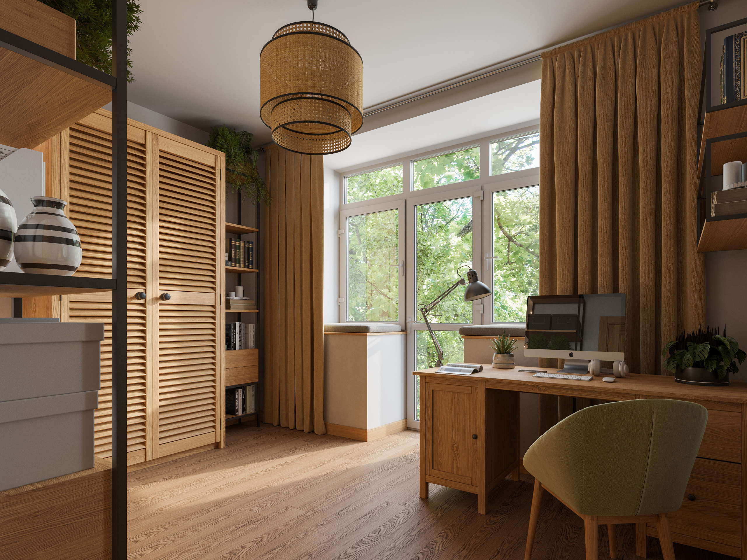 Современная Квартира с Деревянной Отделкой | 3D Визуализация Интерьера. Визуализатор интерьера в Москве | Брагин Кирилл