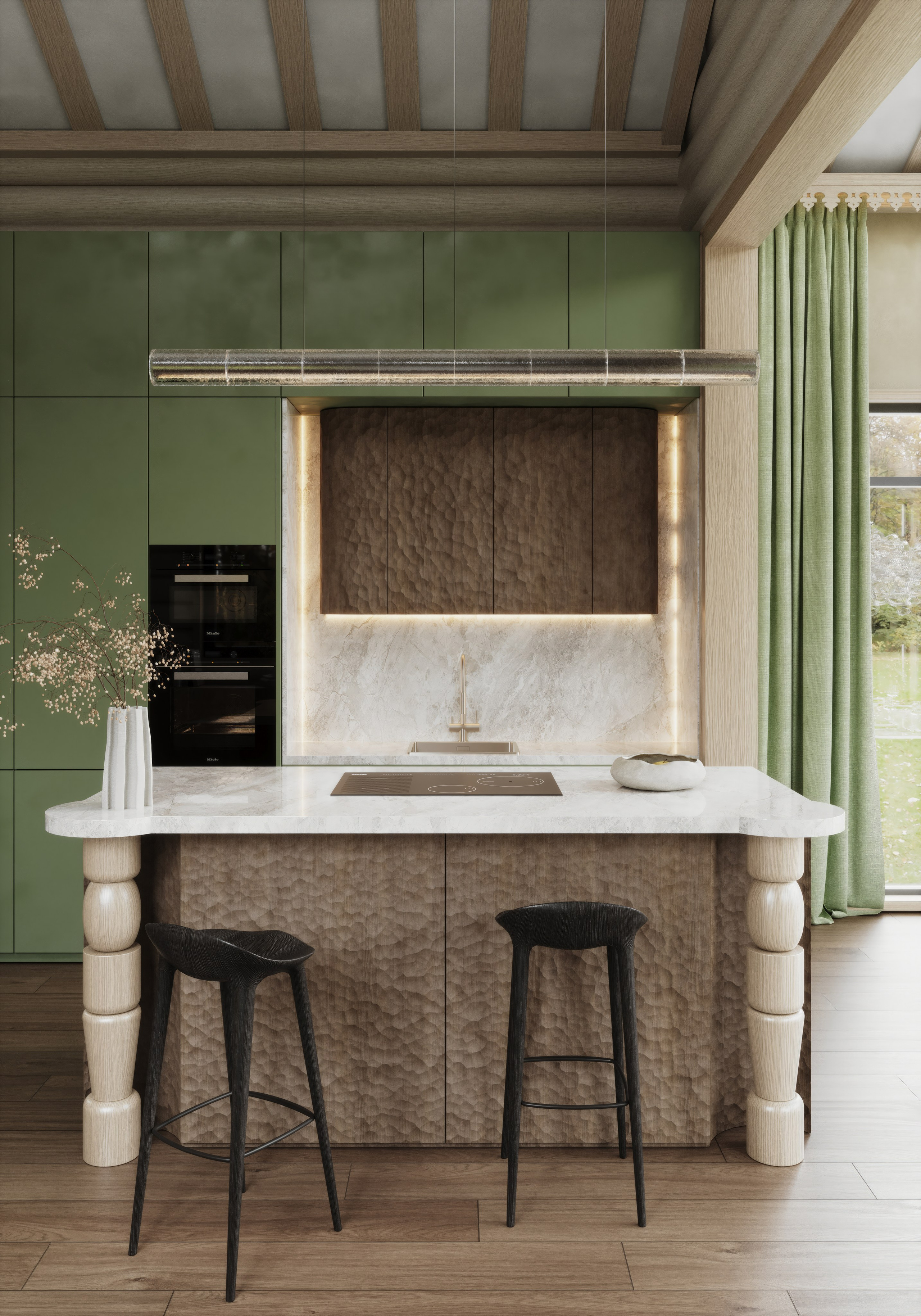 Country house Living-room & Kitchen | Ashe Home. Середа Юлия | Визуализация