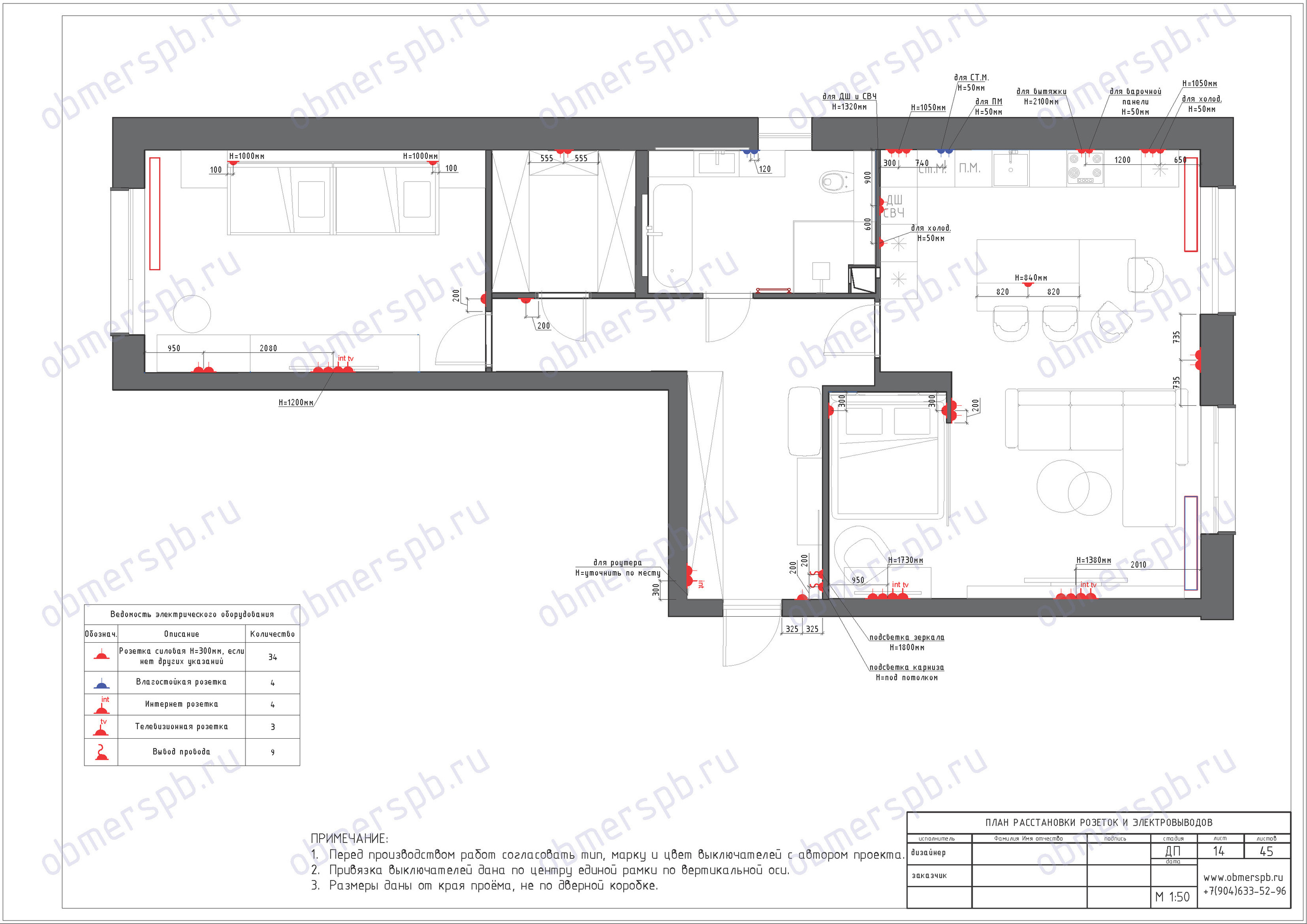 Дизайн Маурер Каролина @maurer_interiors Чертежи Попов Алексей @obmerspb.ru