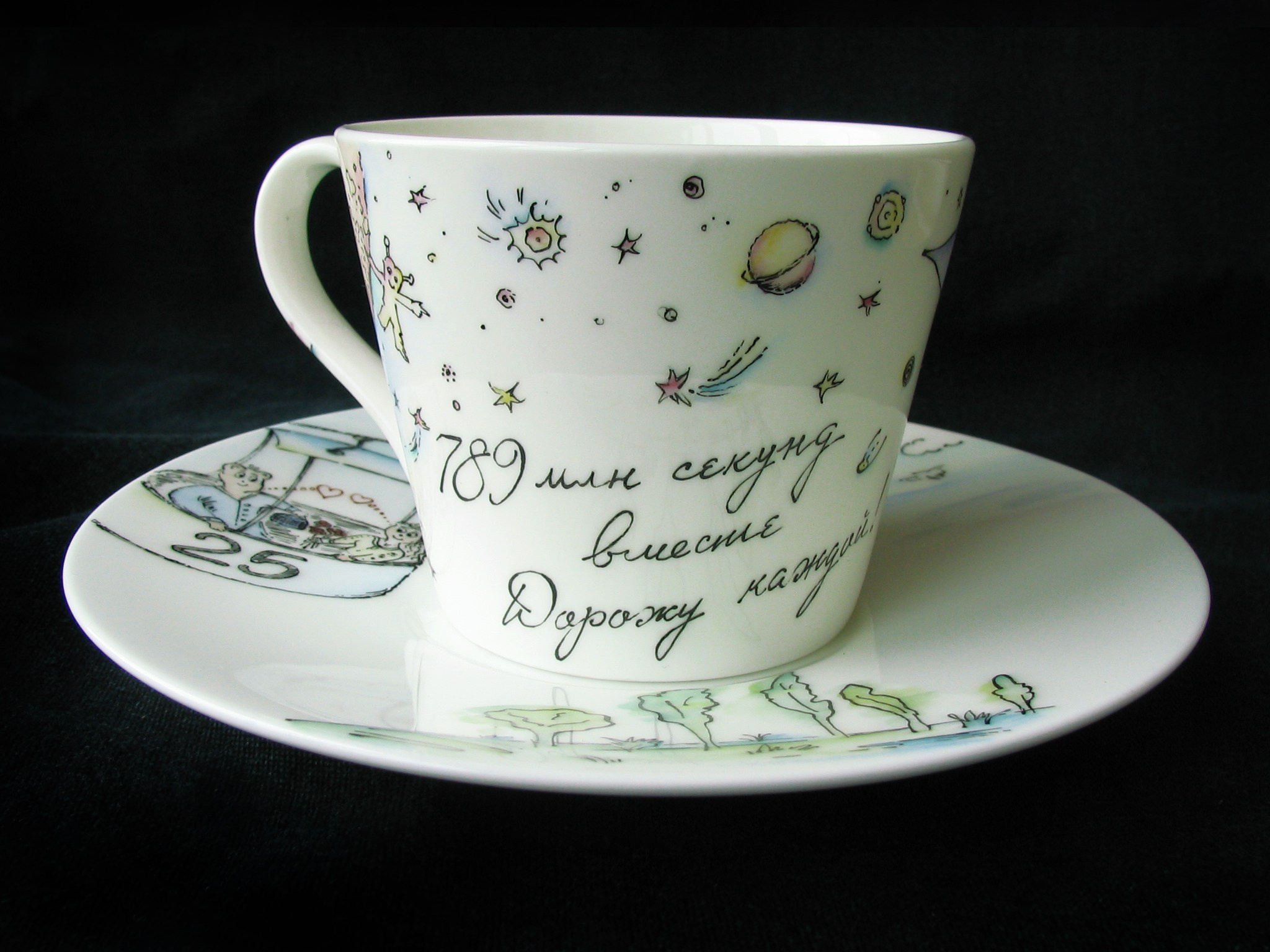 Чайная пара по вашему рисунку, шаржу, воспоминанию