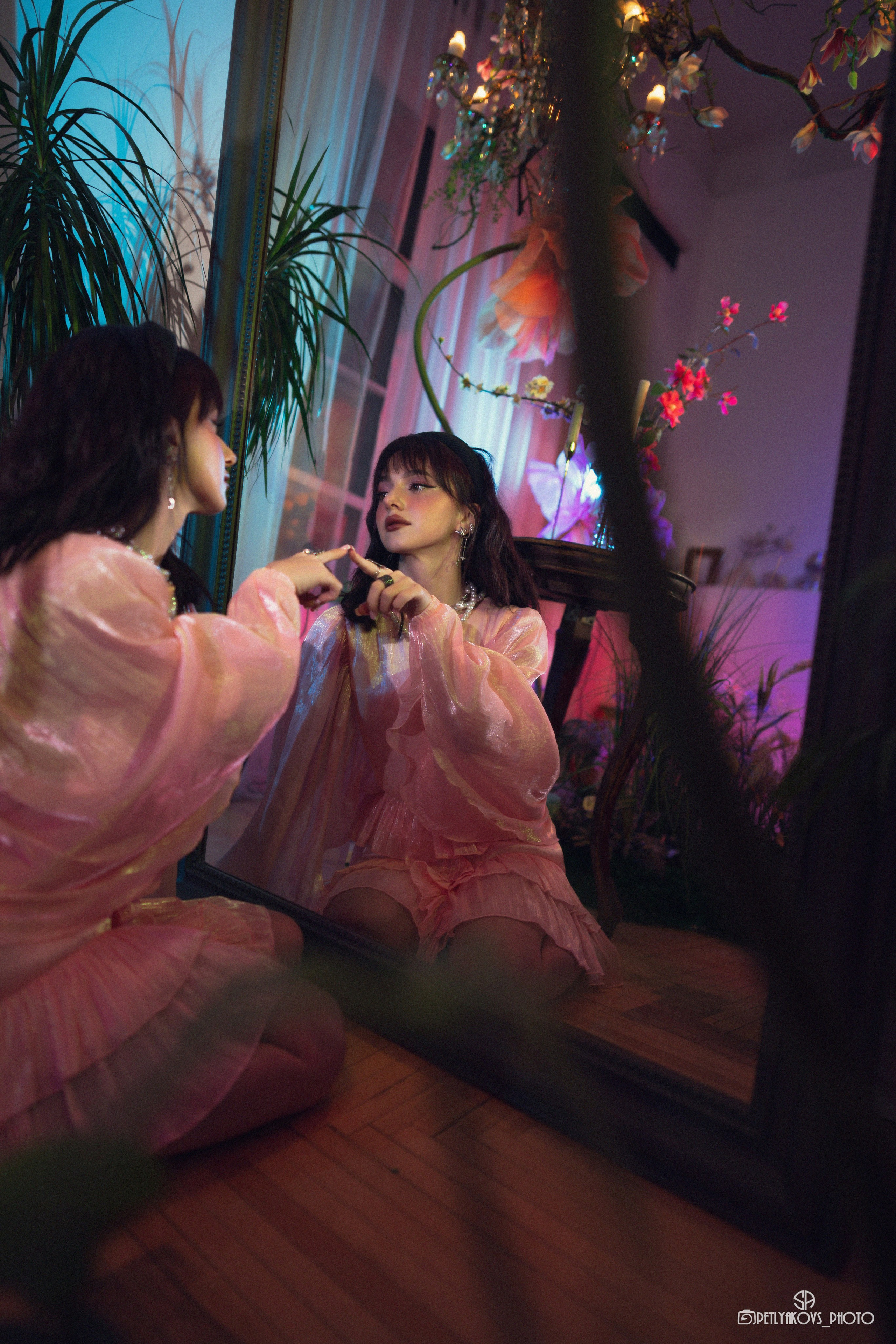 Photoshoot with colored light, Georgia