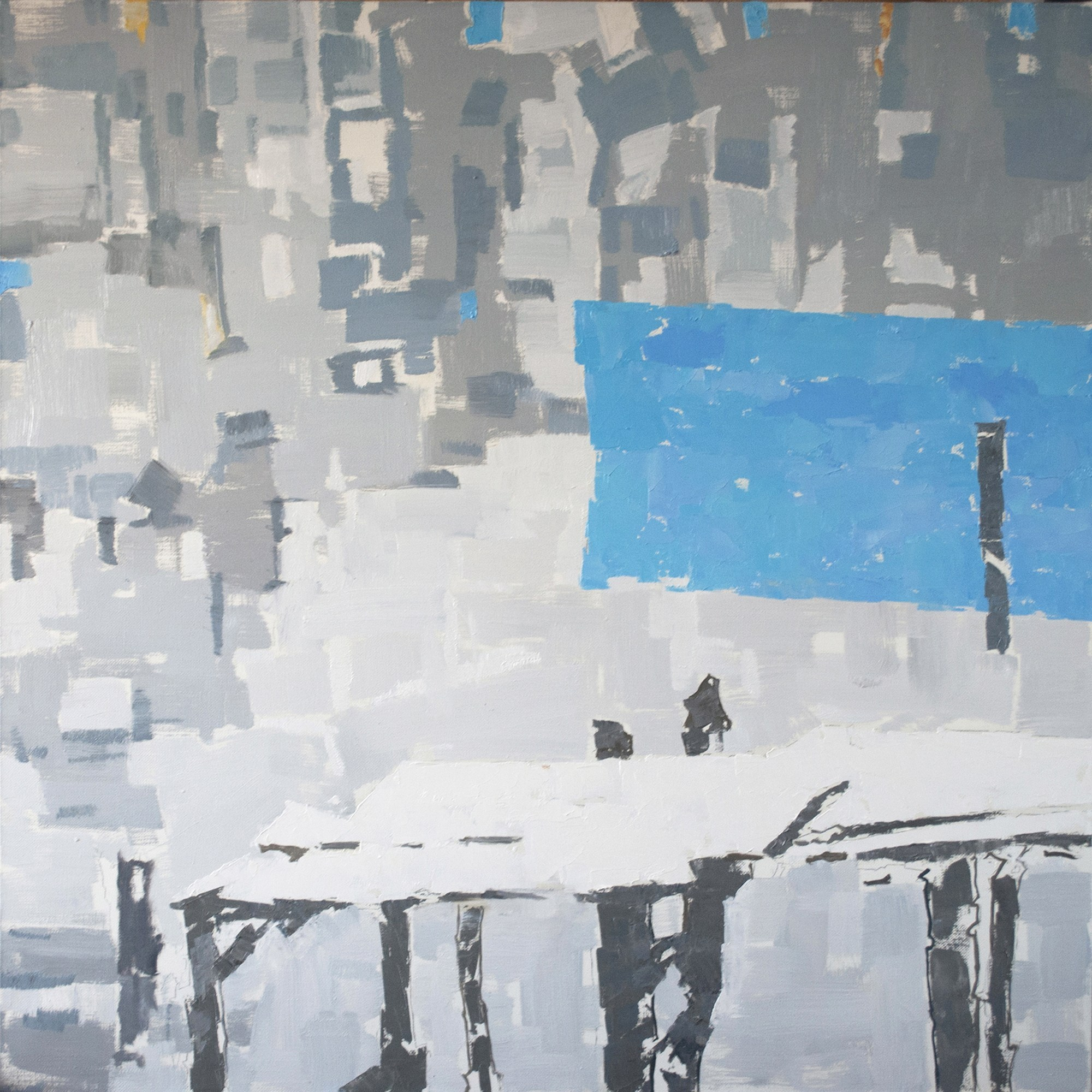 Валентин Фёдоров "Мосток" 100x100 см, холст, масло, 2025 г., 195 000 руб.