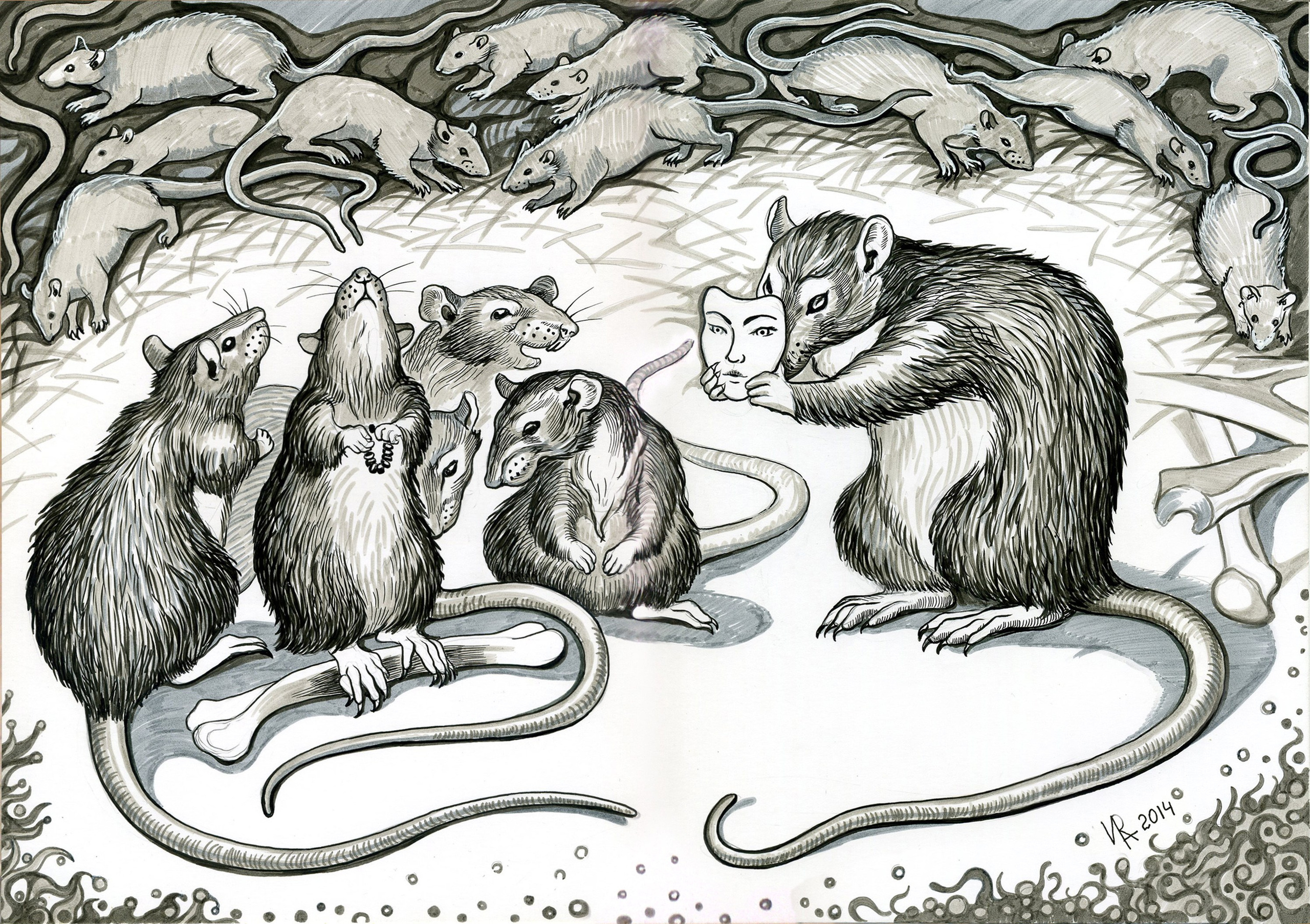 Крысота. Бумага формата А3, 2014 год.