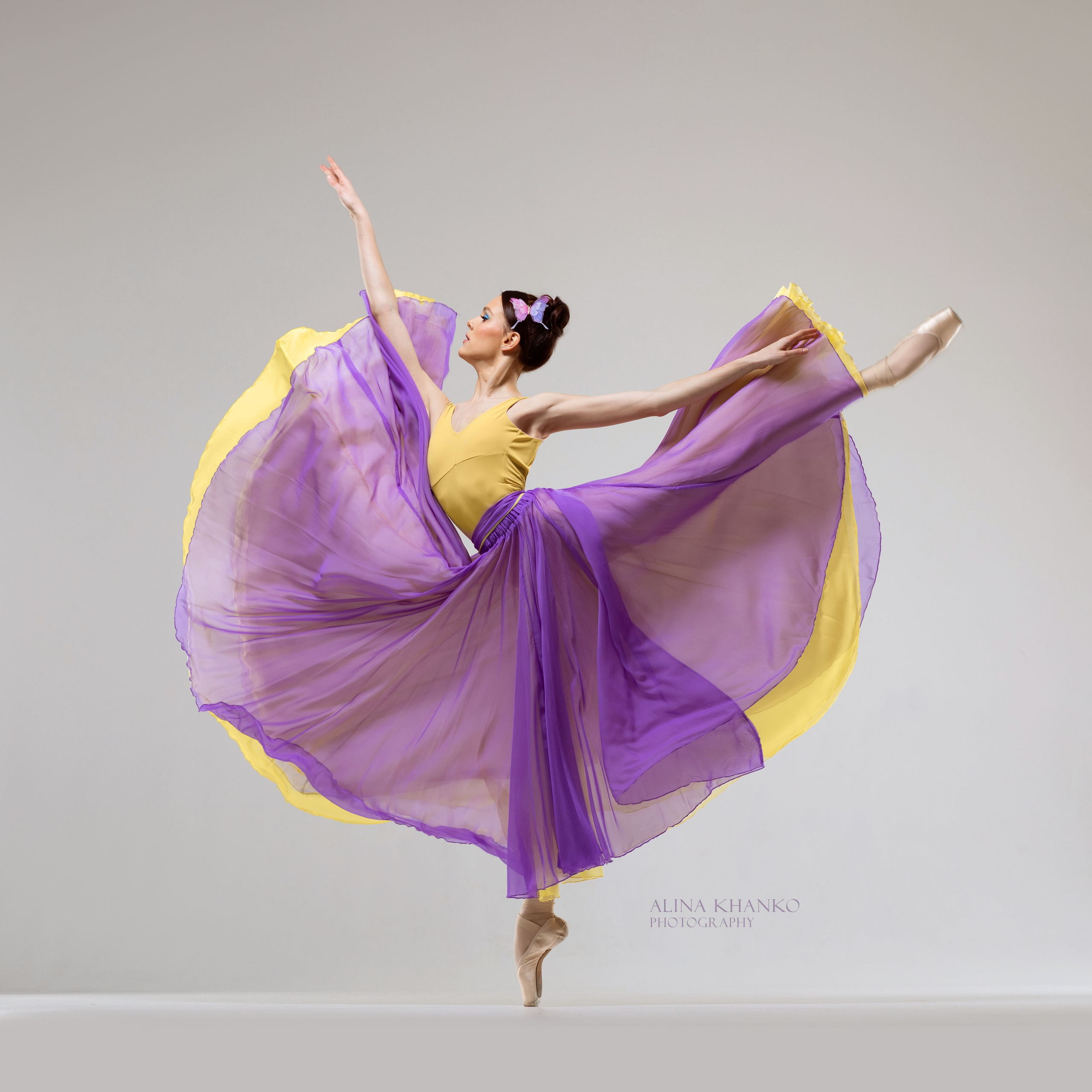 Жёлто-сиреневая воздушная двухсторонняя юбка напрокат бесплатно. Балетный фотограф Алина Ханько — Душа Балета