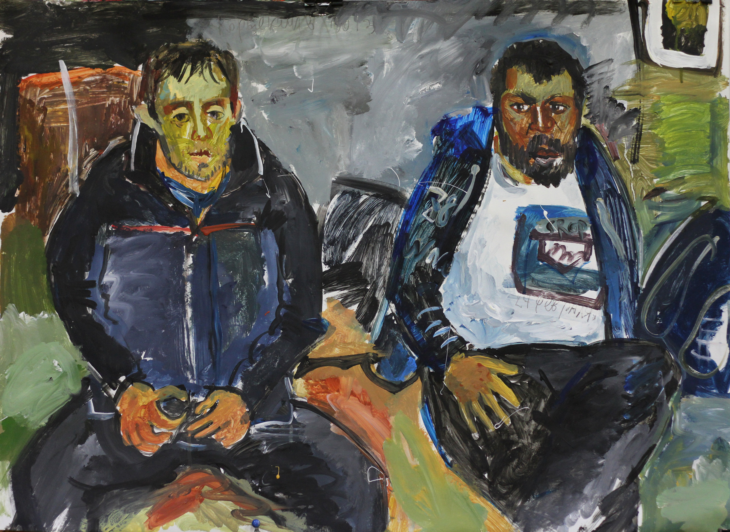 Двойной портрет Анатолия и Владимира.
Бумага, акрил