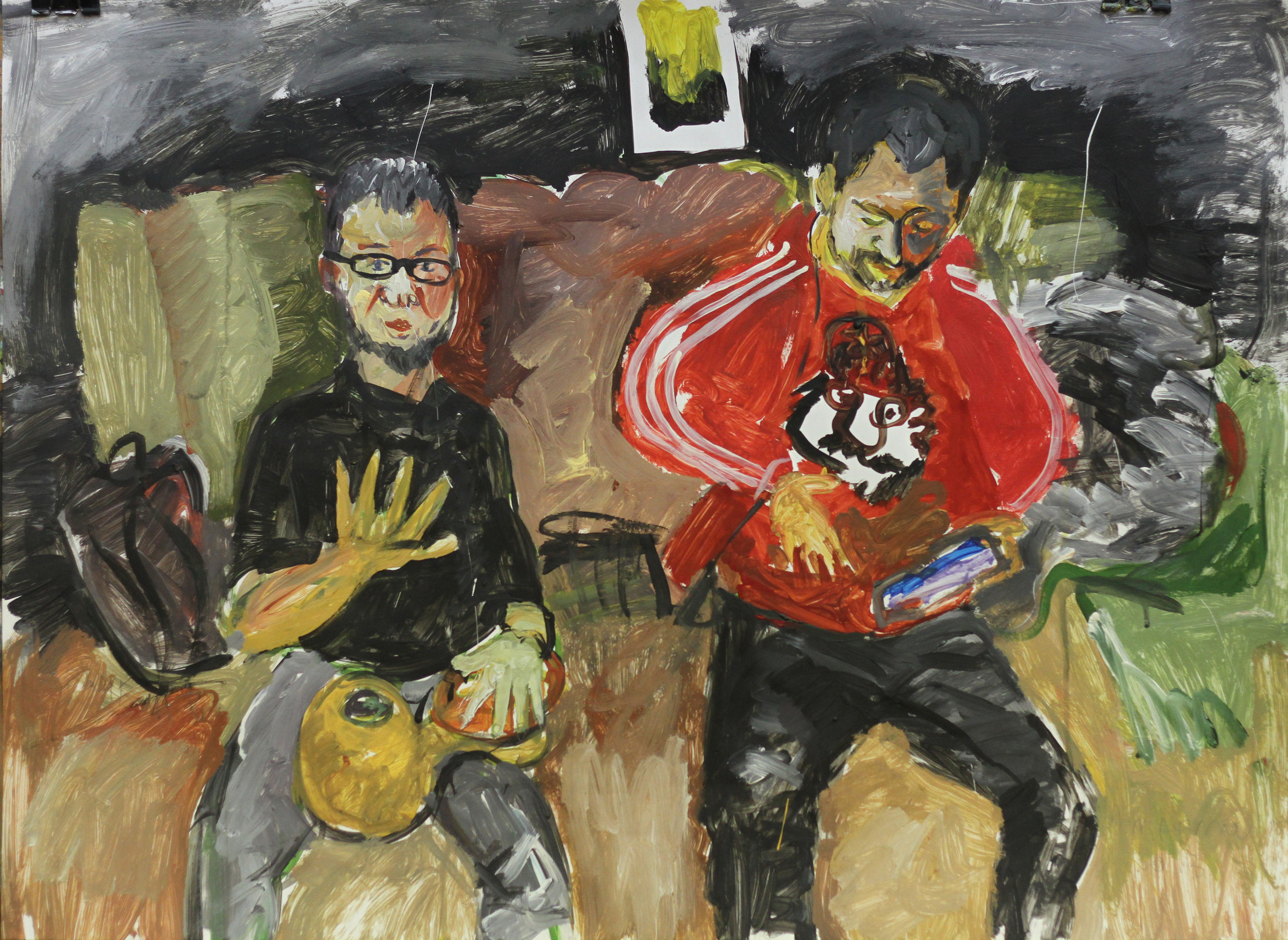 Двойной портрет Никиты и Вовы.
Бумага, акрил