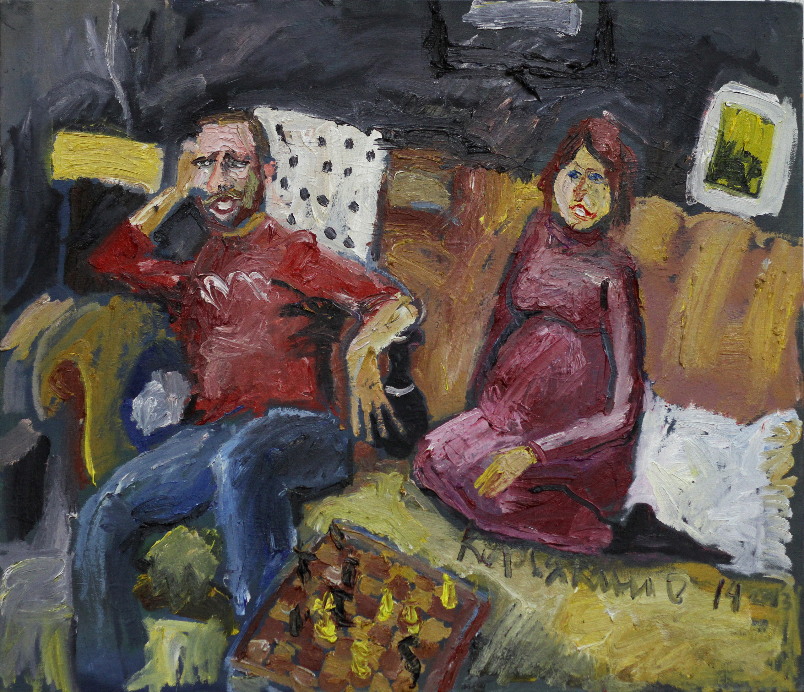 Портрет четы Светы и Алекса Честных.
Картон, масло