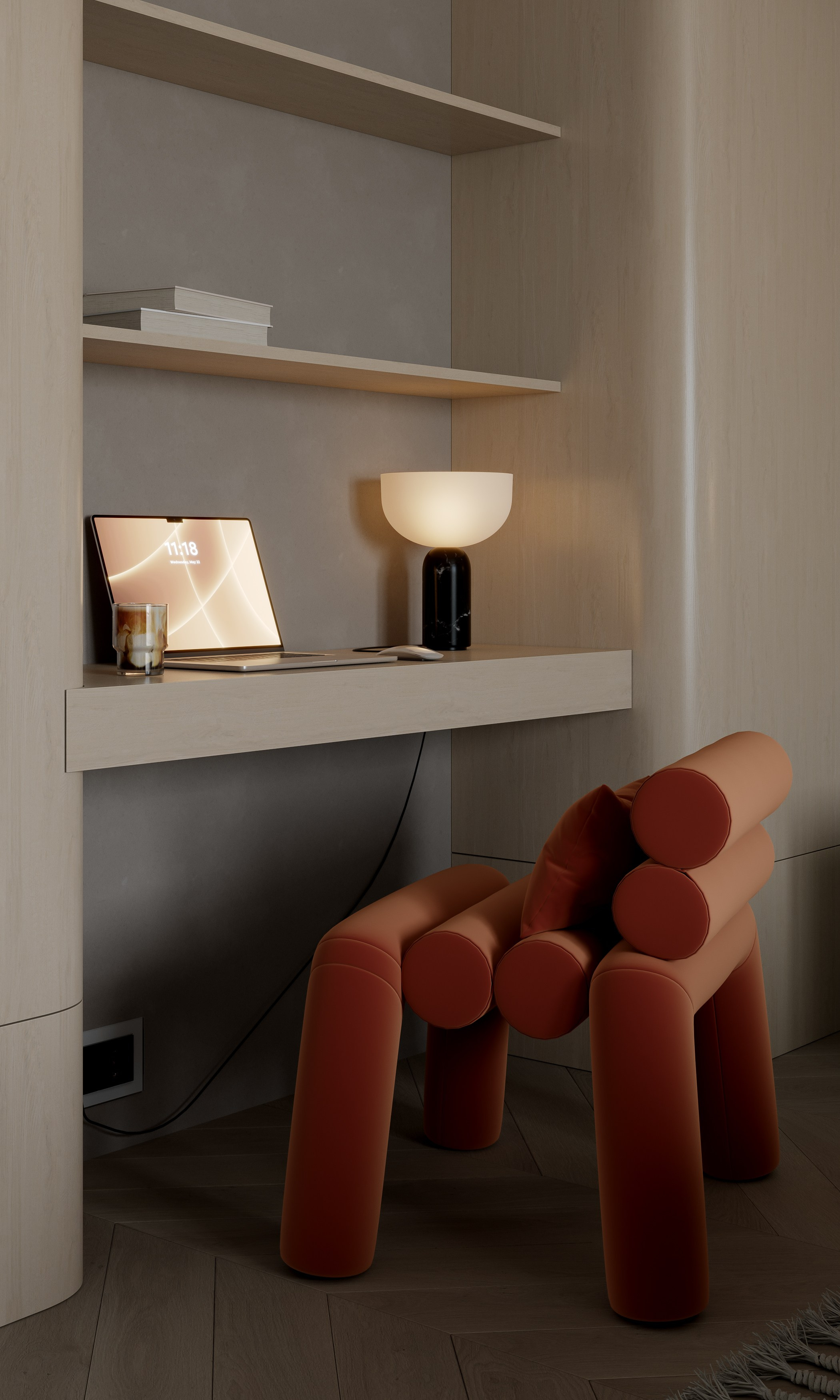 Спальня в мос. области, 2024. 3D визуализация интерьера и архитектурной среды