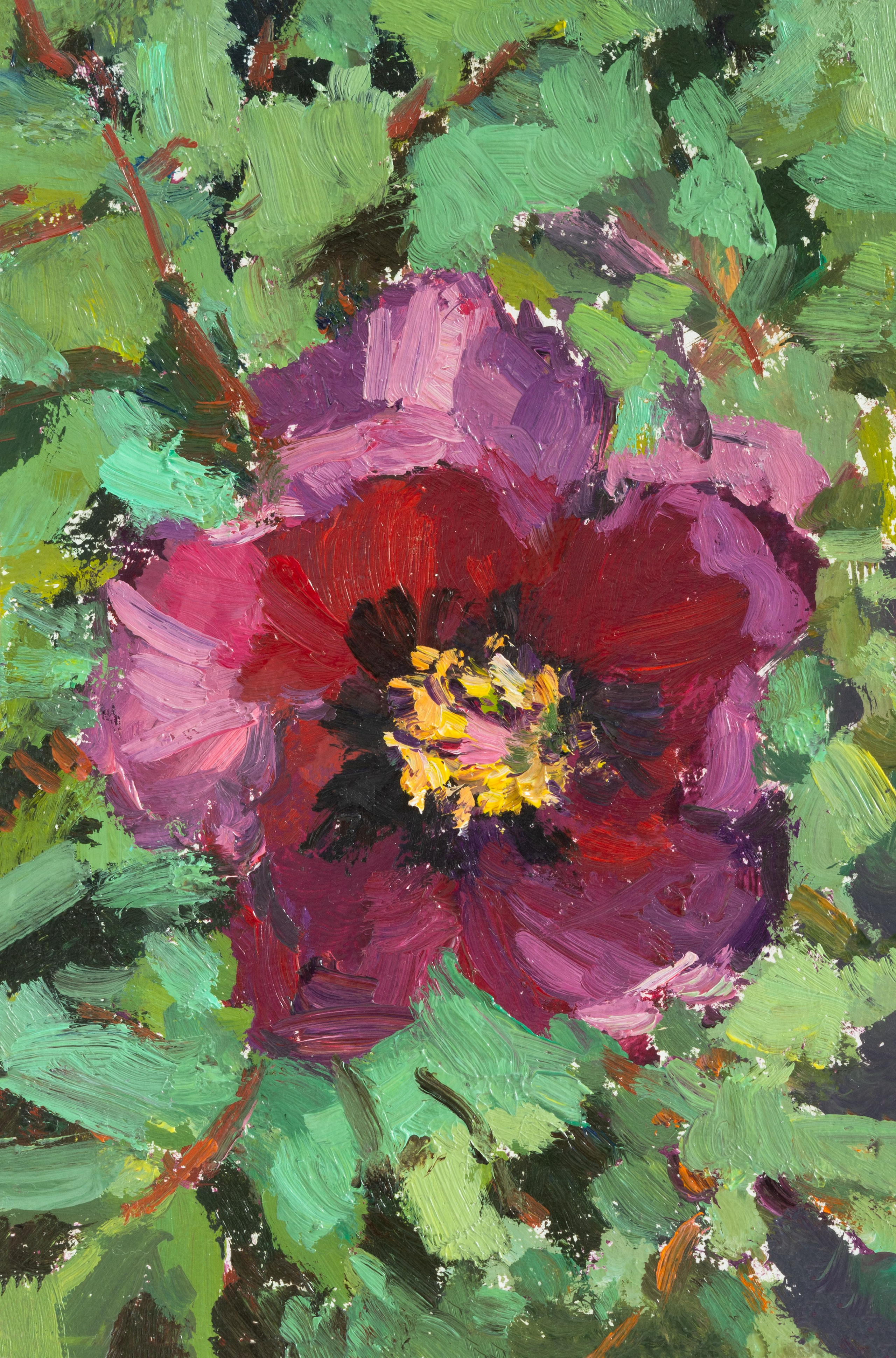 "Древовидный пион" картон, масло 15х10см, 2025