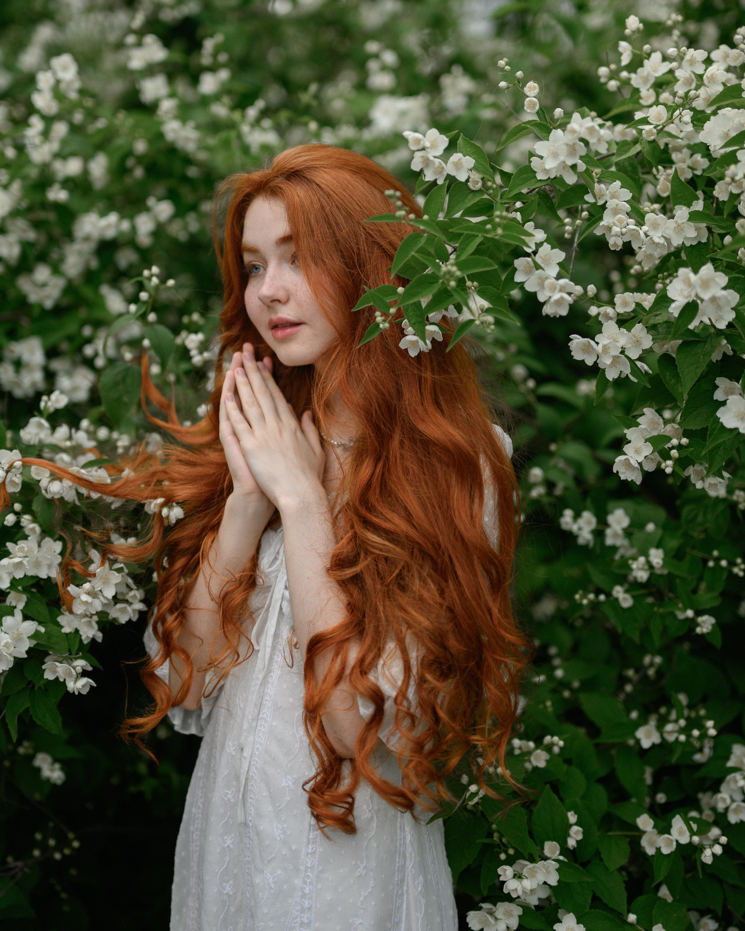 Съёмка в белом цветении в Сиреневом саду. Semerlina.ru