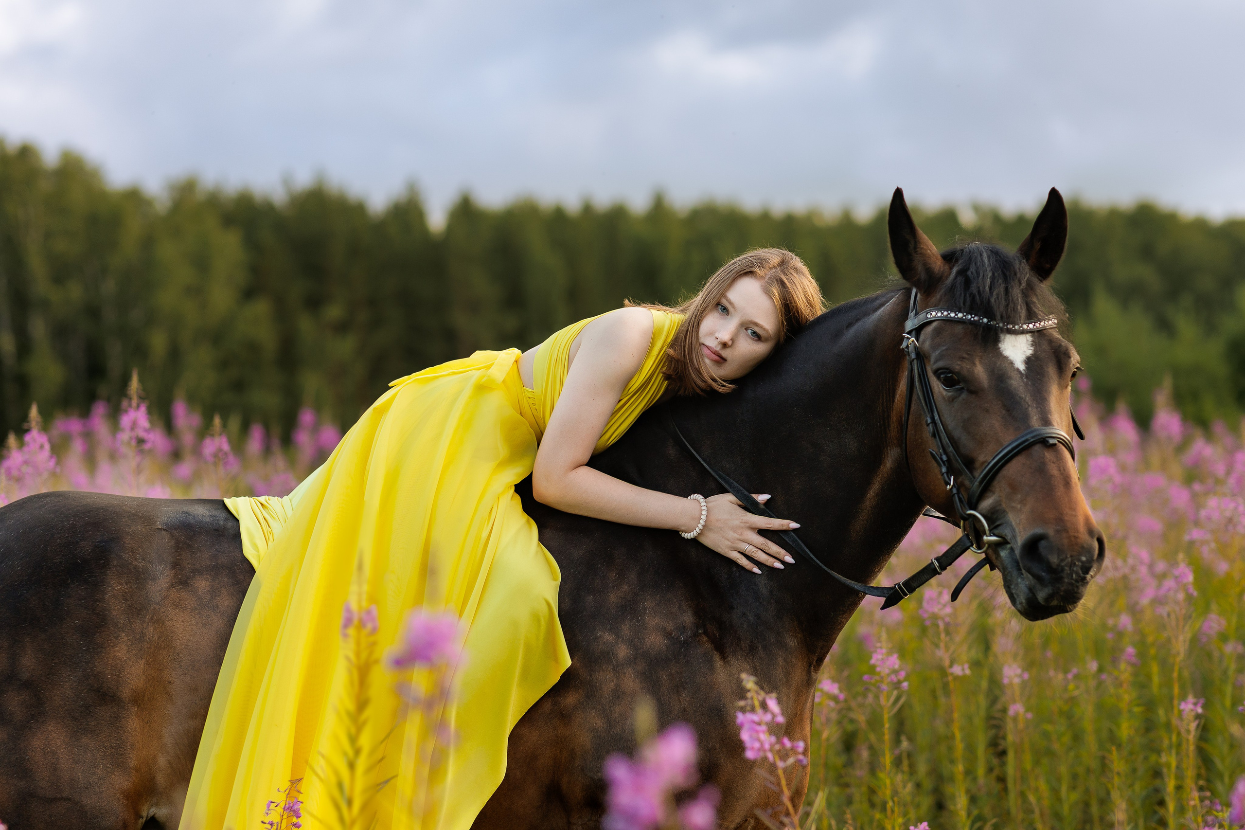 Фотосессия с лошадью в поле