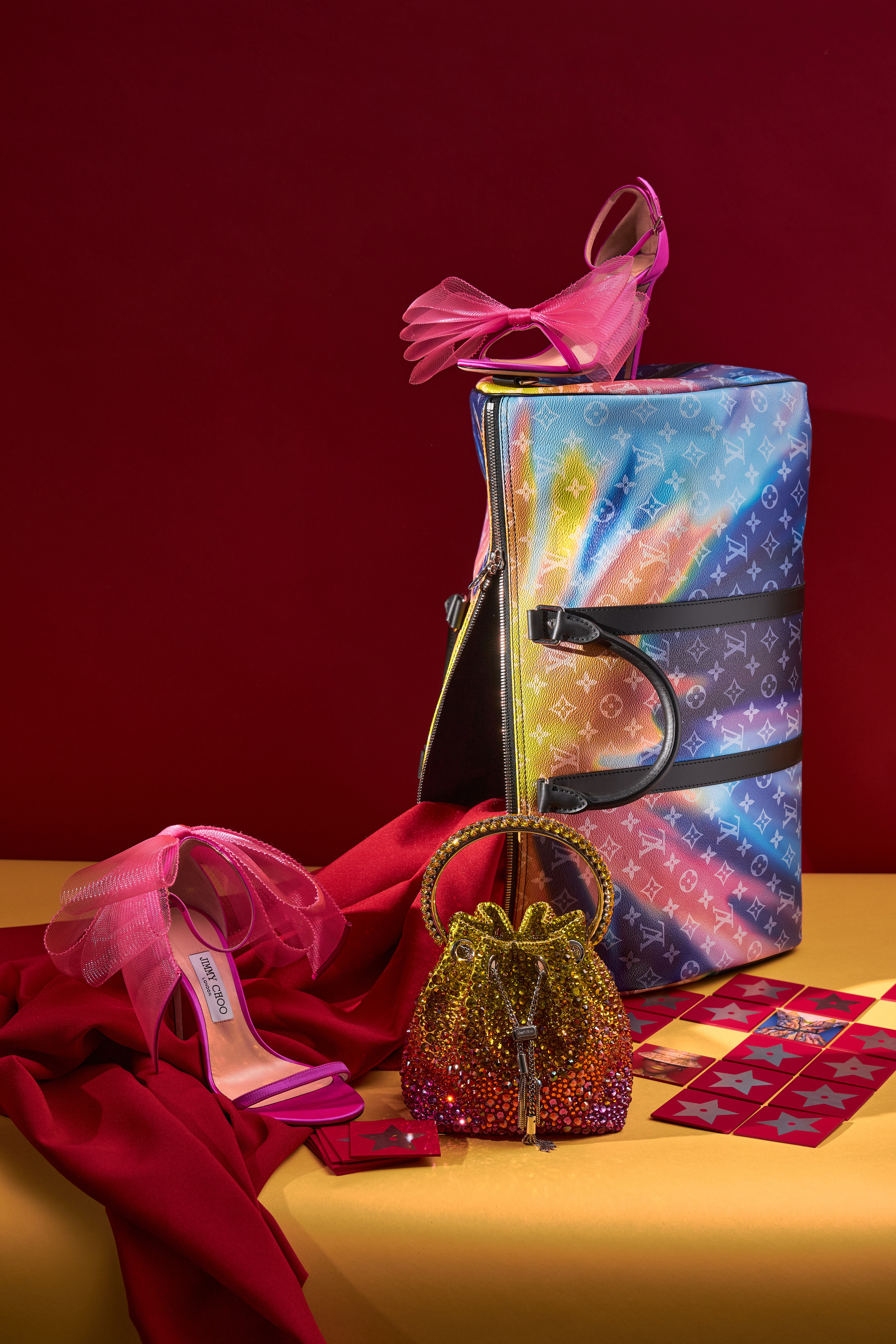 туфли, сумка хамелеон, сумка со стразами