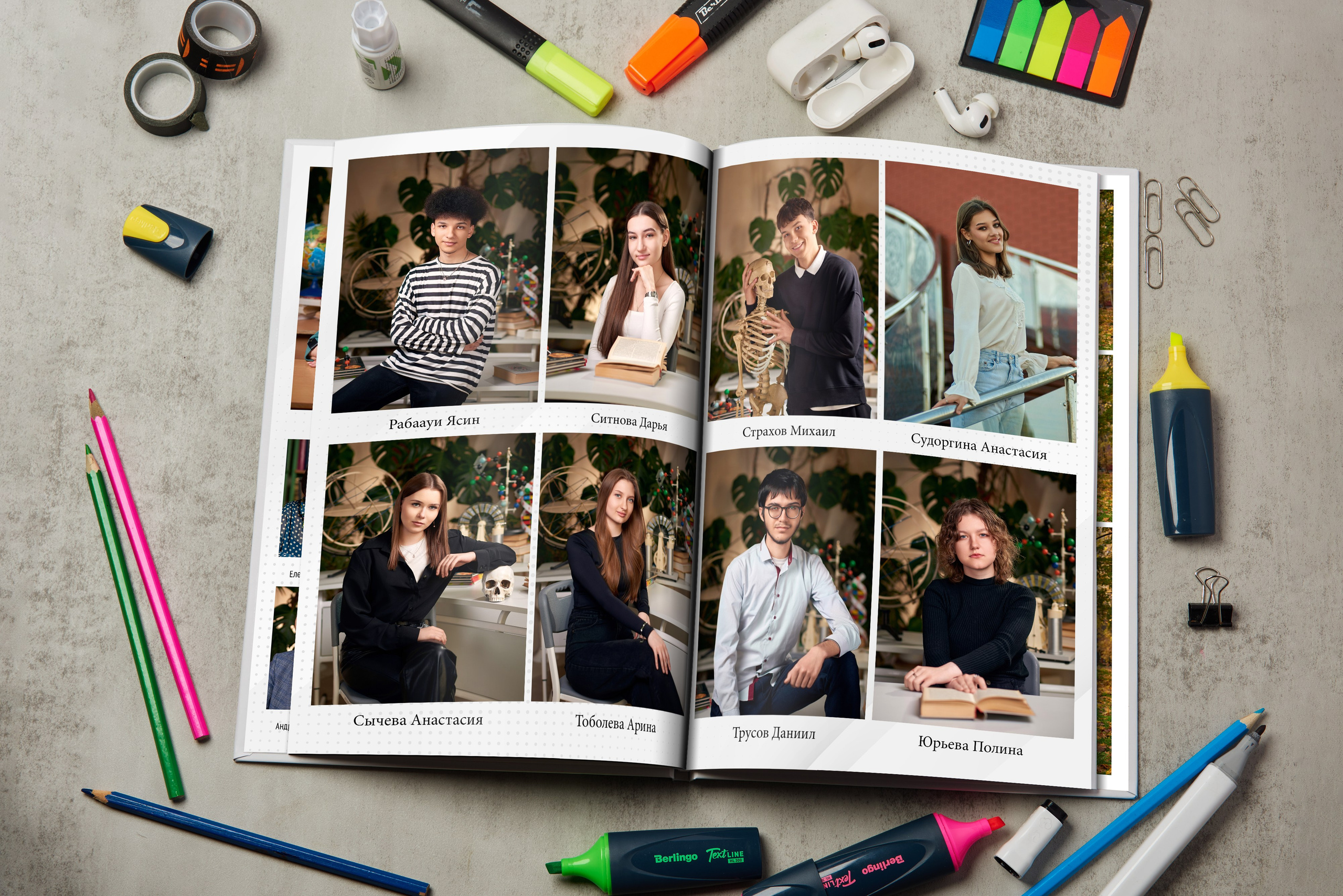 Персональные альбомы на тонких листах (постраничные). Школьный фотограф в Туле Владимир Греков. Выпускные альбомы