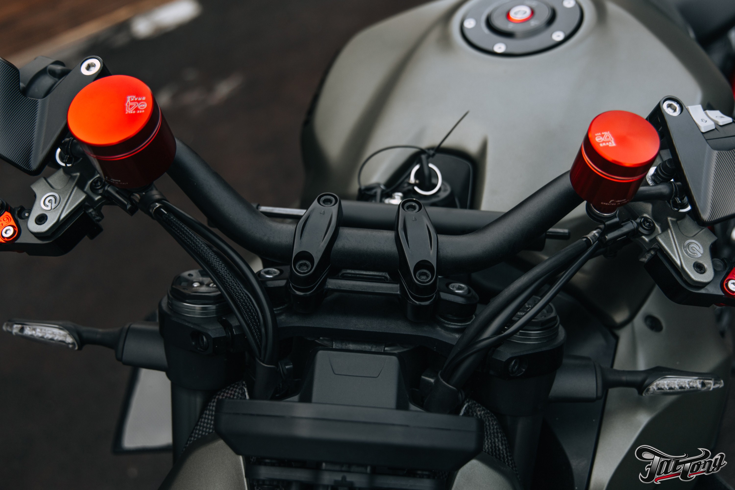 Ducati Streetfighter V2 окрас деталей в красный кэнди и черный мат. DeLorein