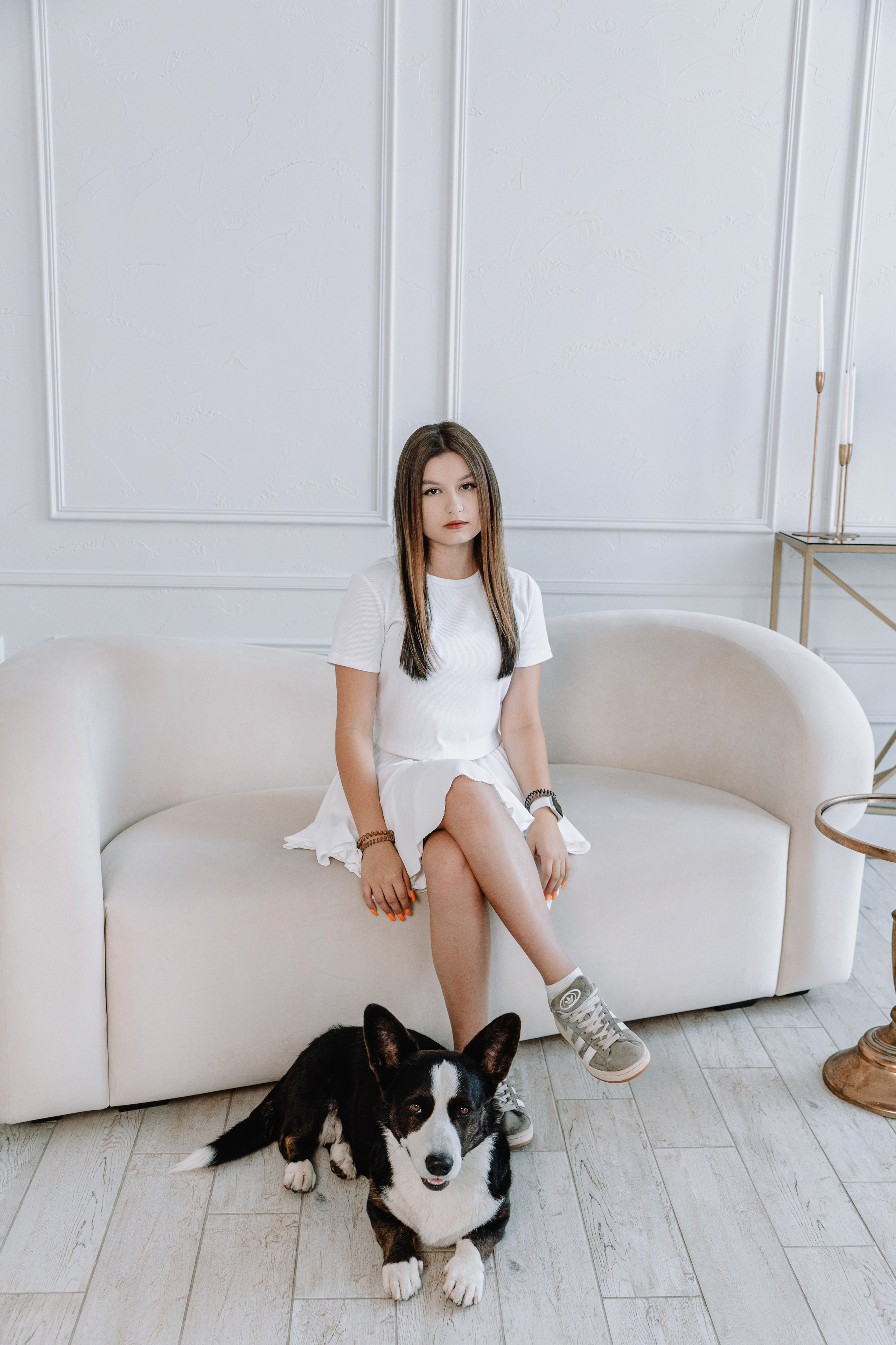 Евгения, Михаил и Дарина и собачка Чарли. Фотограф Воронеж Варвара